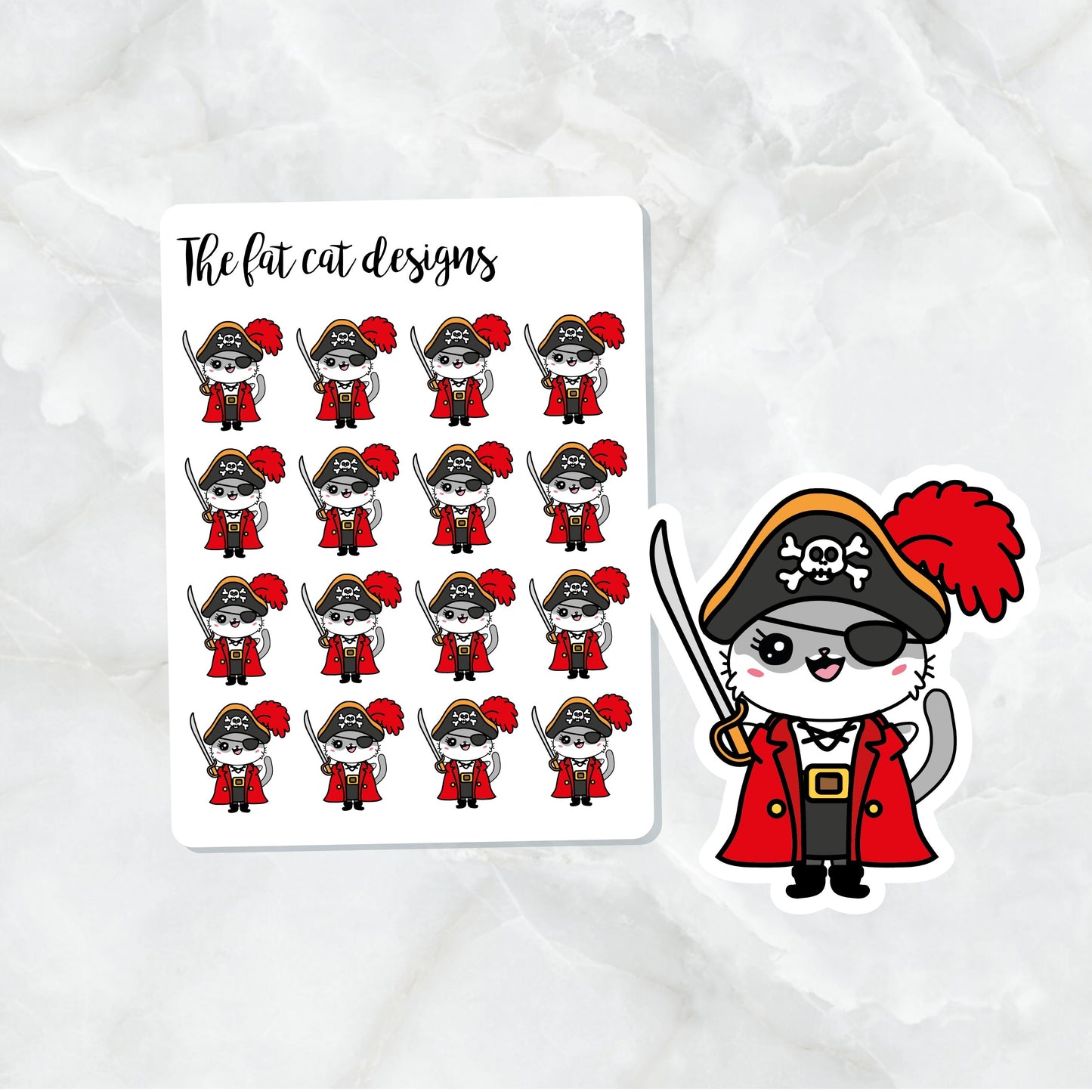 Lily Cat Halloween Pirate Costume Die Cut and Sticker Sheet Set for  Personal Planner Happy Planner Bullet Journal Travelers Notebooks