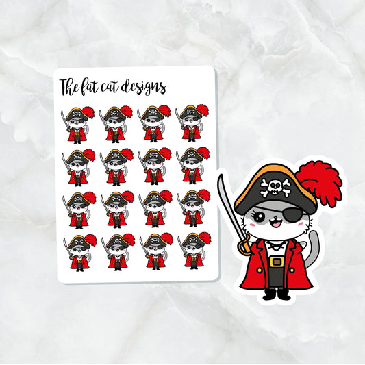 Lily Cat Halloween Pirate Costume Die Cut and Sticker Sheet Set for  Personal Planner Happy Planner Bullet Journal Travelers Notebooks