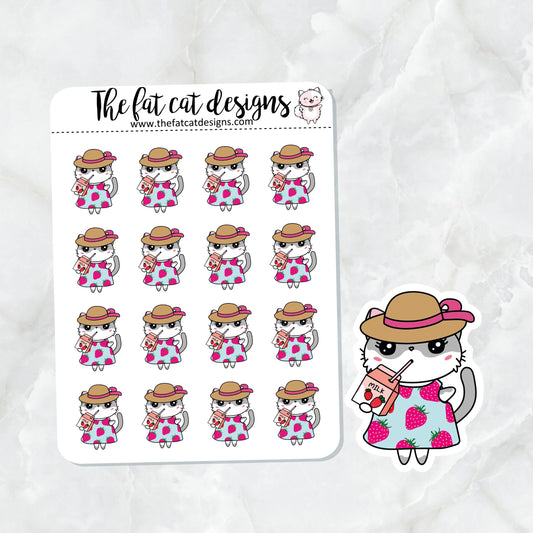 Lily loves Strawberry Milk Exclusive Cat Die Cut Sticker Sheet