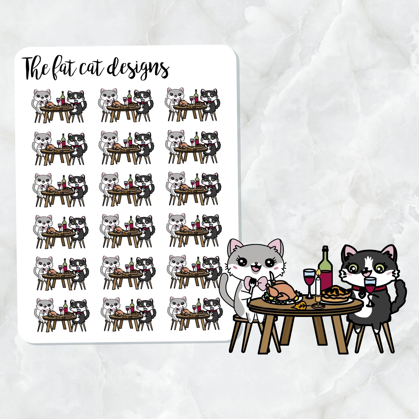 Lily and Bud Thanksgiving Feast Die Cut and Sticker Sheet Set for Personal Planner Happy Planner Bullet Journal Travelers Notebooks