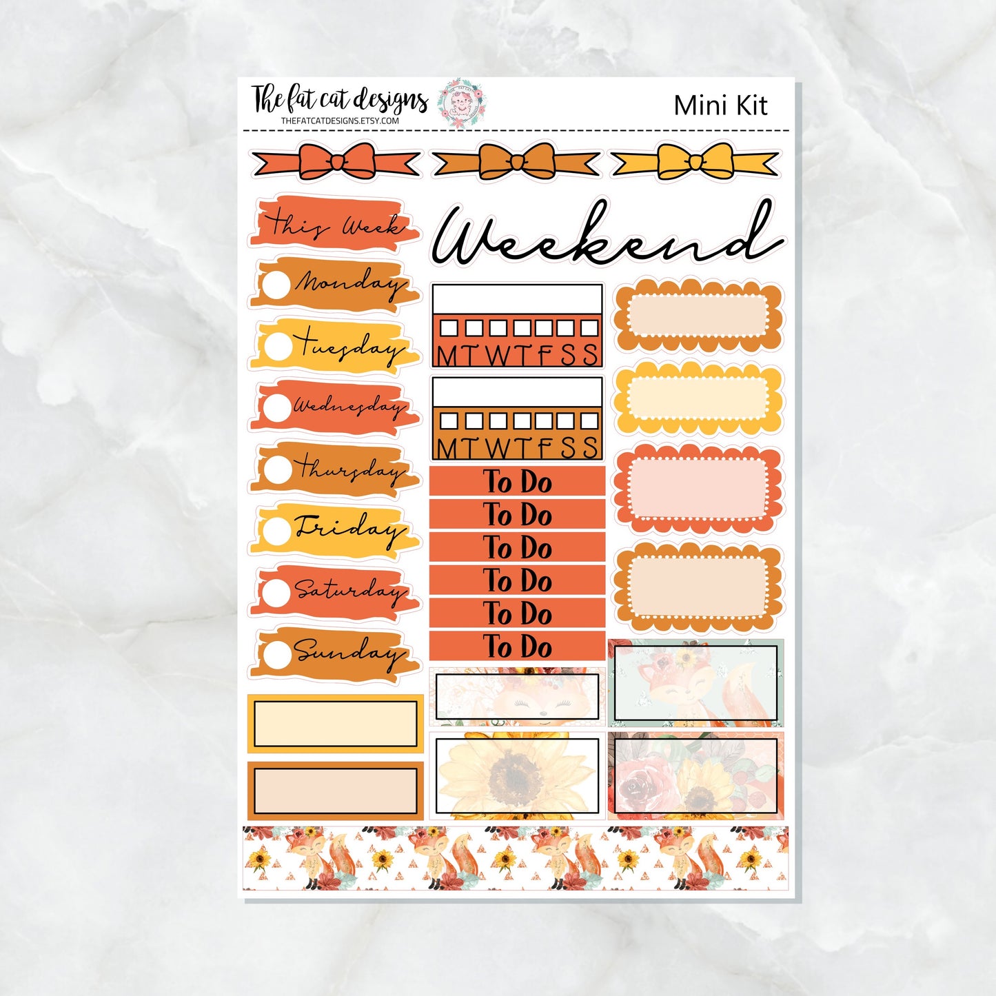 Autumn Fox Mini Planner Sticker Kit for the Printpression B6 Travelers Notebooks