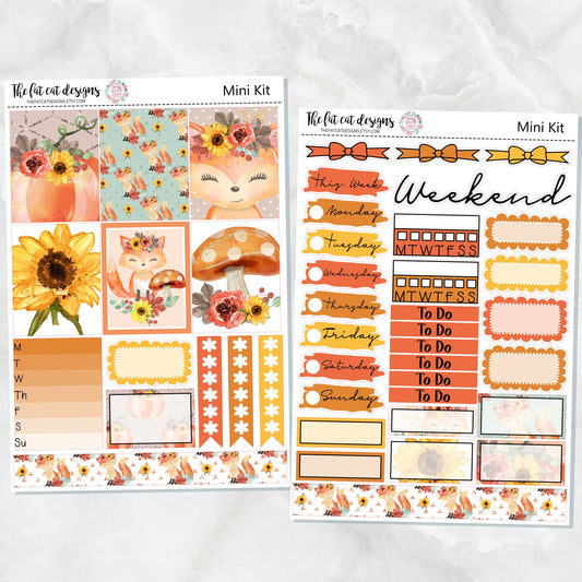Autumn Fox Mini Planner Sticker Kit for the Printpression B6 Travelers Notebooks