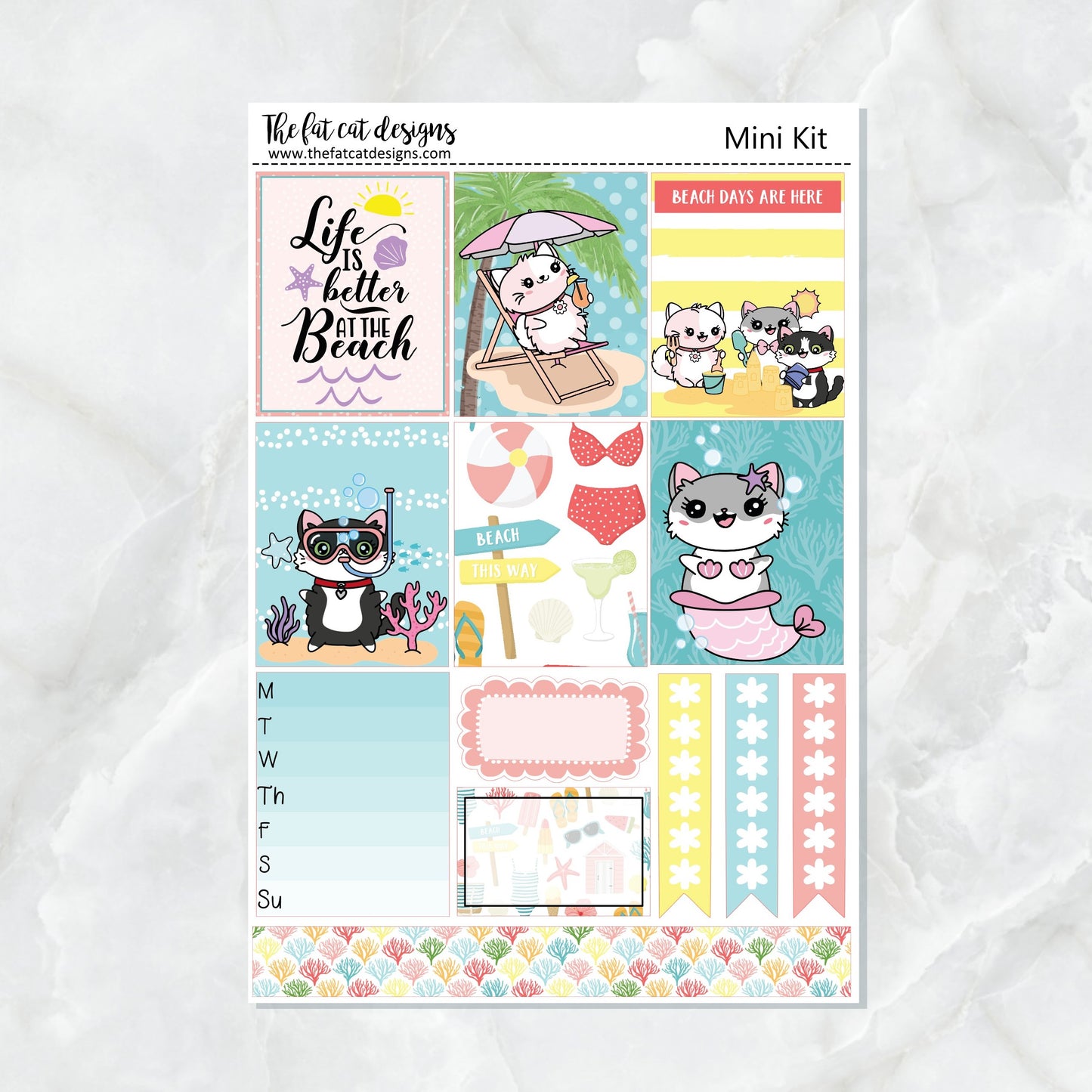 Beach Days Summer Vacation Planner Stickers Mini Kit Printpression B6