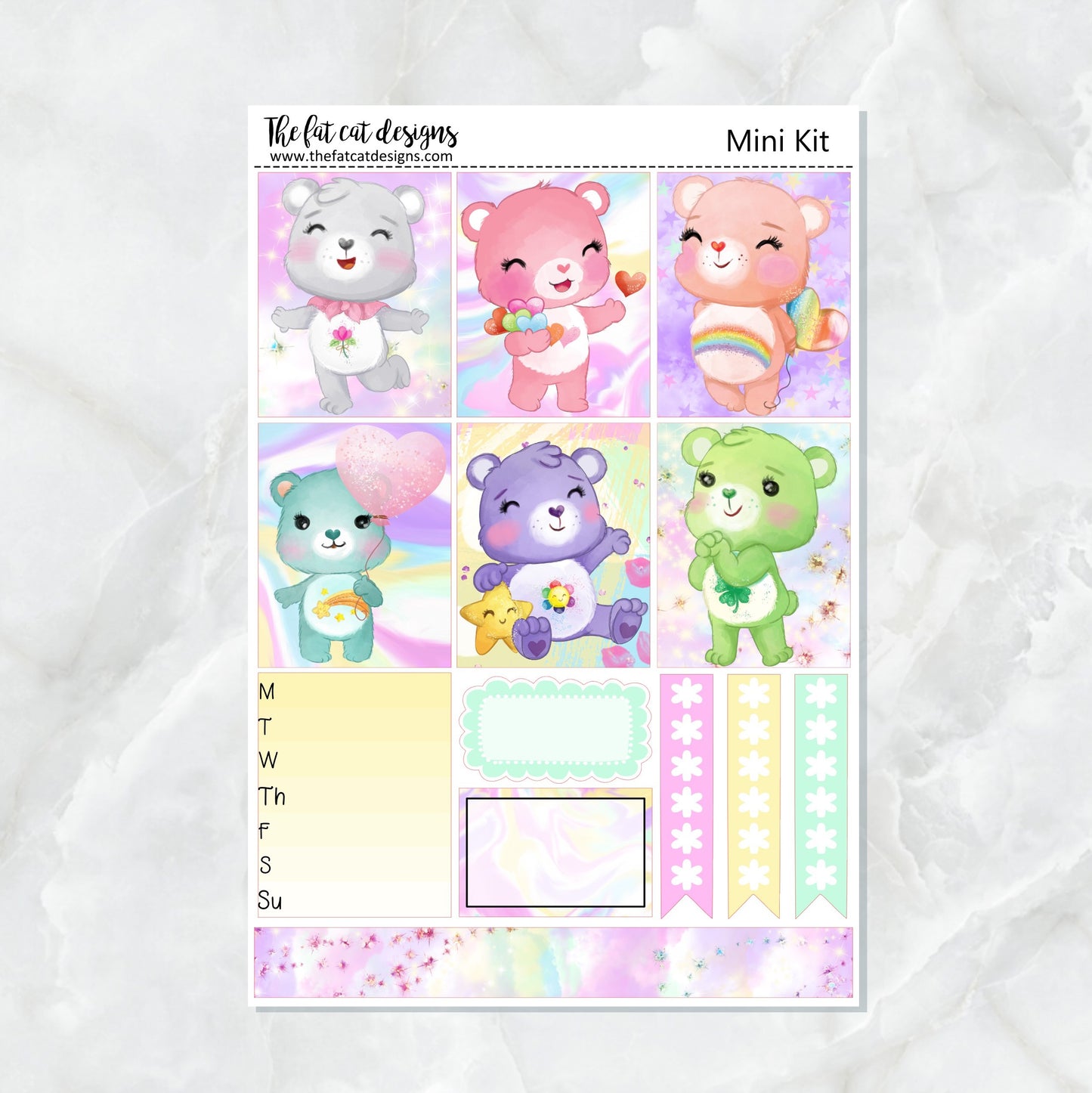 Care Bears Mini Planner Sticker Kit for the Printpression B6 Travelers Notebooks