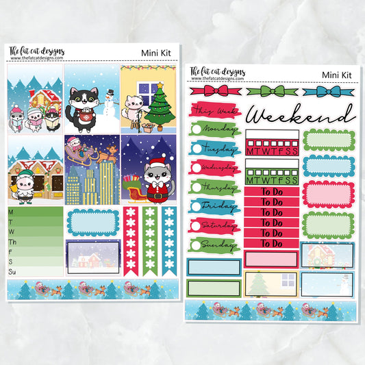 Meowy Merry Christmas Mini Planner Sticker Kit for the Printpression B6 Erin Condren Travelers Notebooks