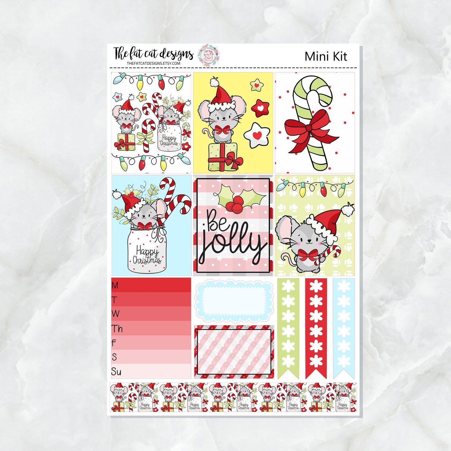 Jolly Christmas Mouse Mini Planner Sticker Kit for the Printpression B6
