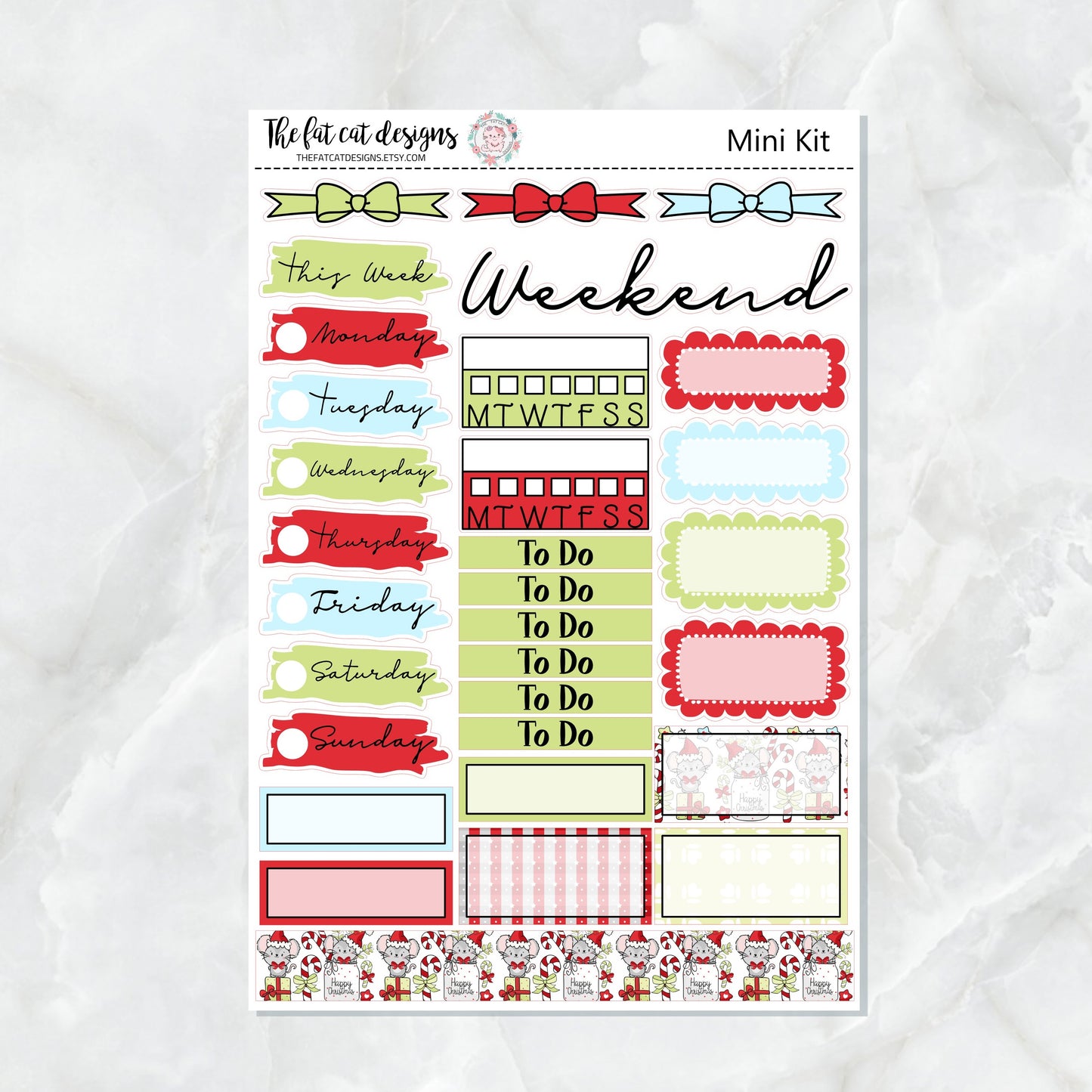 Jolly Christmas Mouse Mini Planner Sticker Kit for the Printpression B6