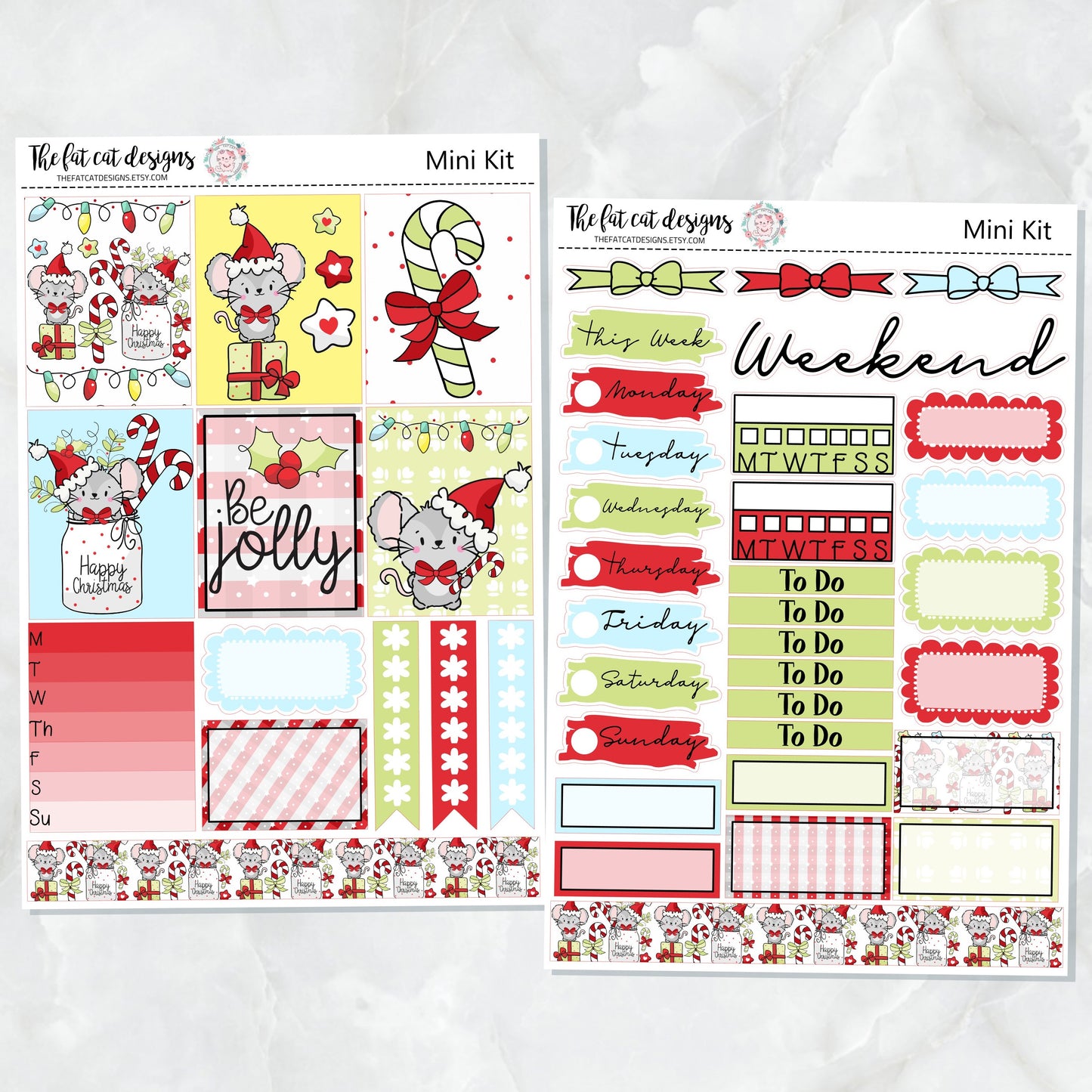 Jolly Christmas Mouse Mini Planner Sticker Kit for the Printpression B6