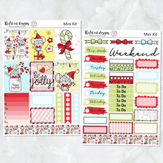 Jolly Christmas Mouse Mini Planner Sticker Kit for the Printpression B6