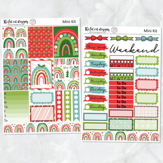 Festive Christmas Rainbows Mini Planner Sticker Kit for the Printpression B6