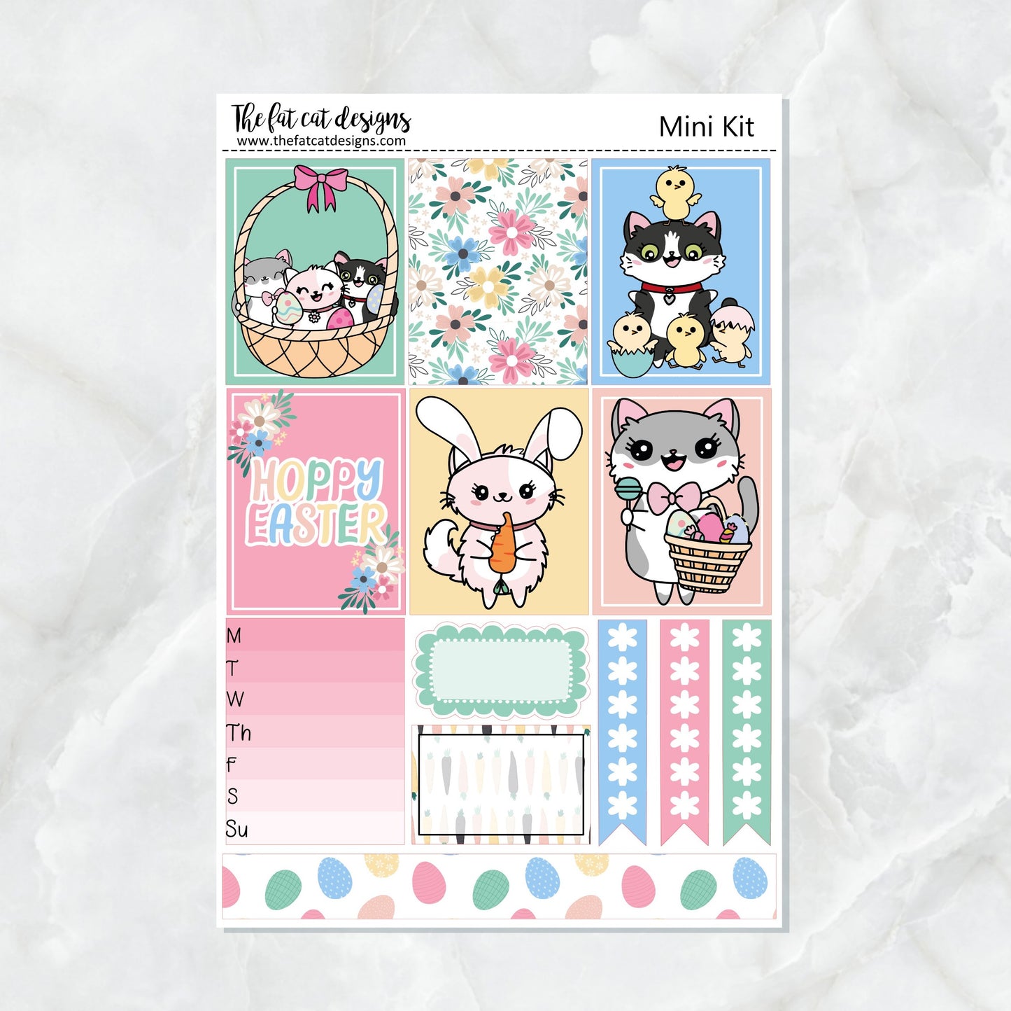 Easter Fun with Flora Lily and Bud Cats Mini Planner Sticker Kit for the Printpression B6 Erin Condren Travelers Notebooks