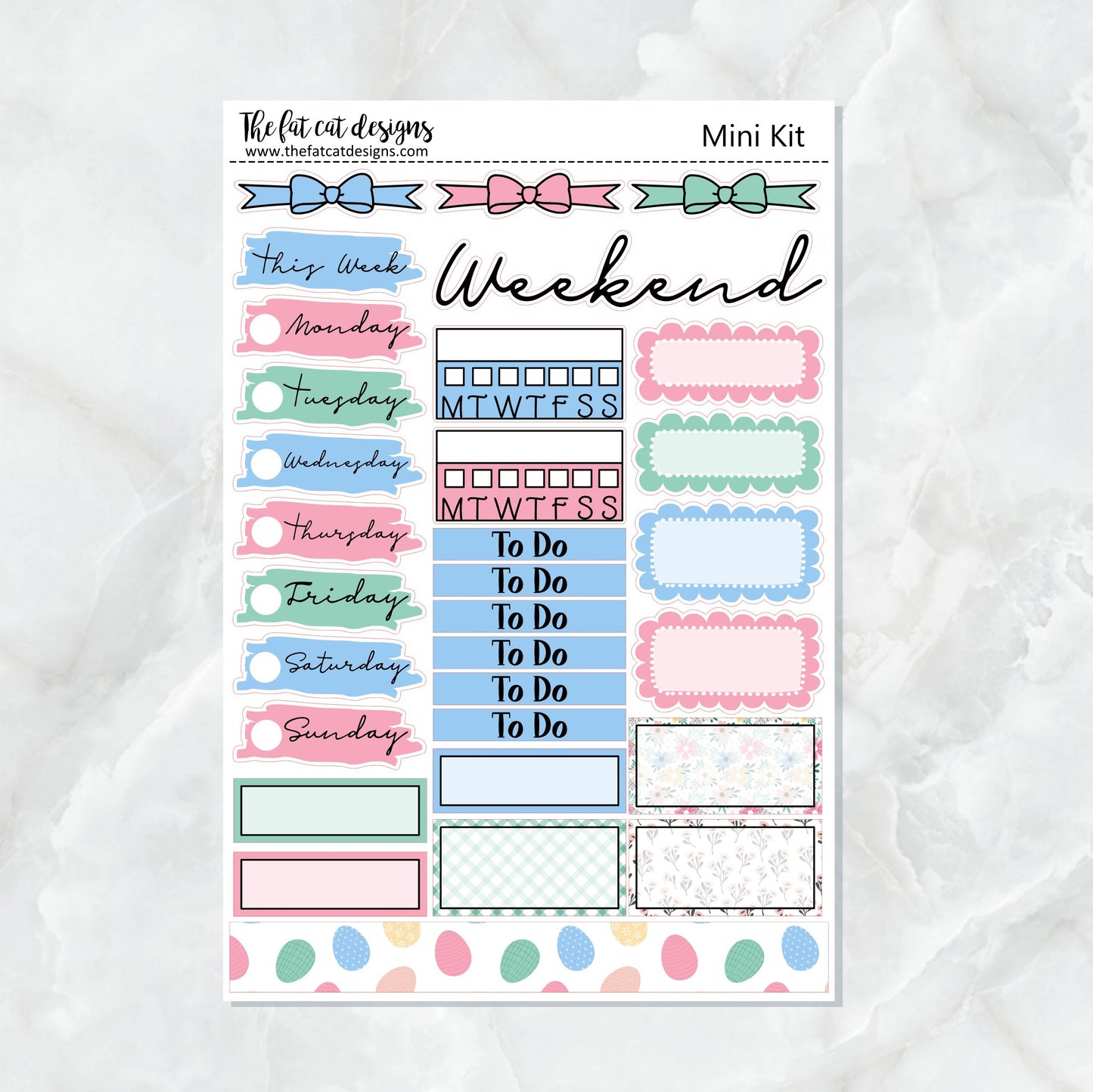 Easter Fun with Flora Lily and Bud Cats Mini Planner Sticker Kit for the Printpression B6 Erin Condren Travelers Notebooks