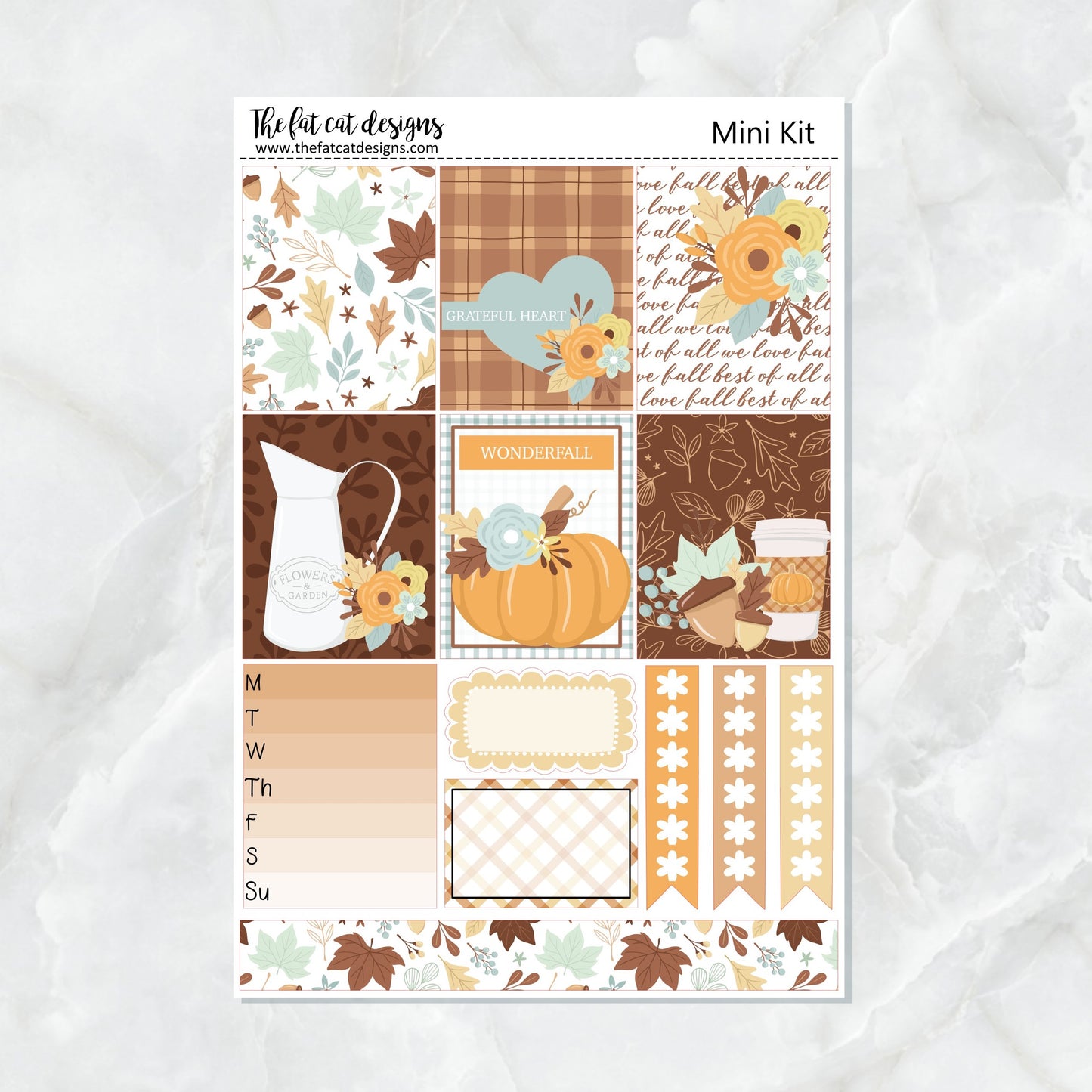 WonderFall Fall Pumpkins Planner Stickers Mini Kit Printpression B6
