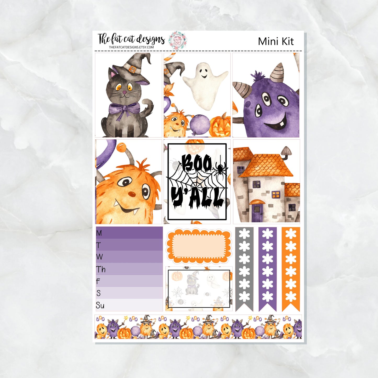 Cute Halloween Monsters Mini Planner Sticker Kit for the Printpression B6 Travelers Notebooks
