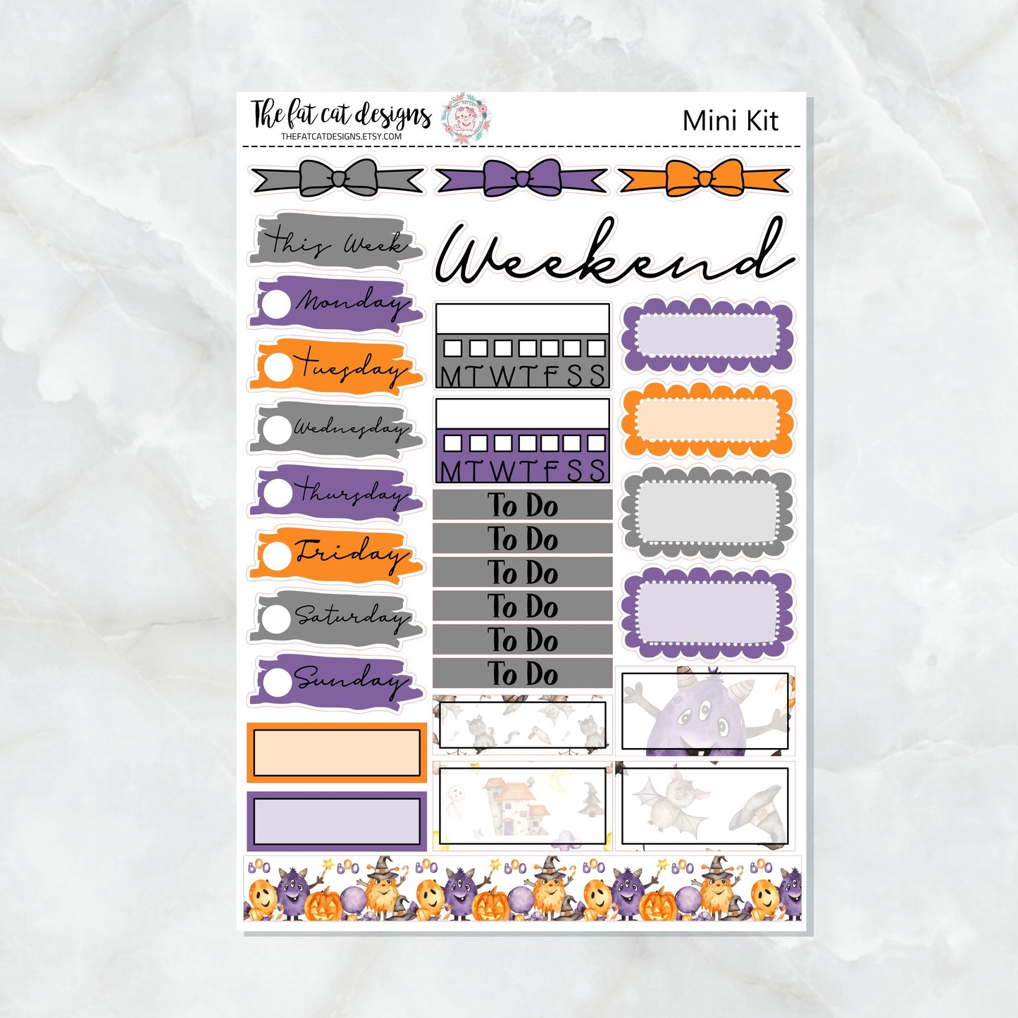 Cute Halloween Monsters Mini Planner Sticker Kit for the Printpression B6 Travelers Notebooks