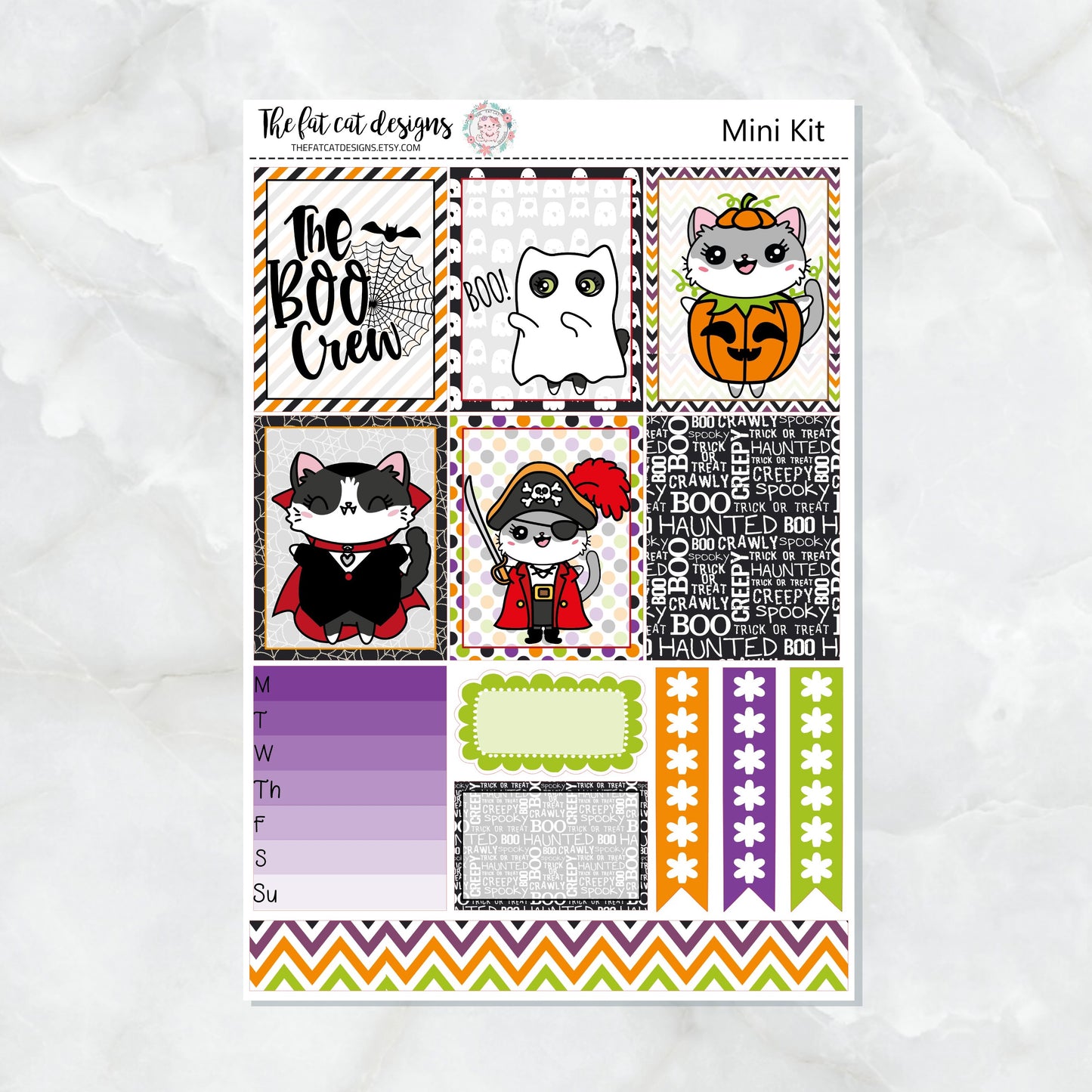 Lily and Bud Cat Halloween Mini Planner Sticker Kit for the Printpression B6 Travelers Notebooks