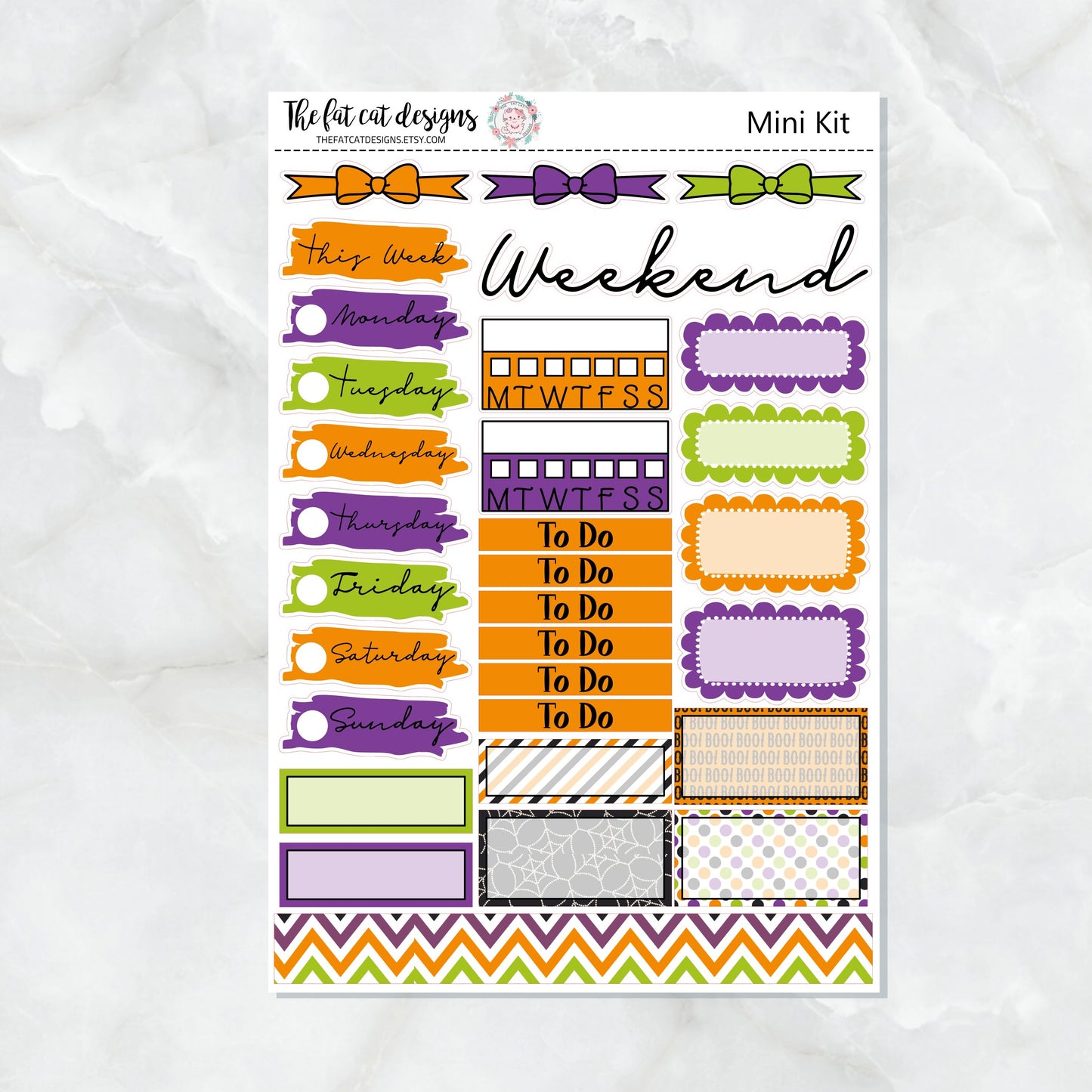 Lily and Bud Cat Halloween Mini Planner Sticker Kit for the Printpression B6 Travelers Notebooks