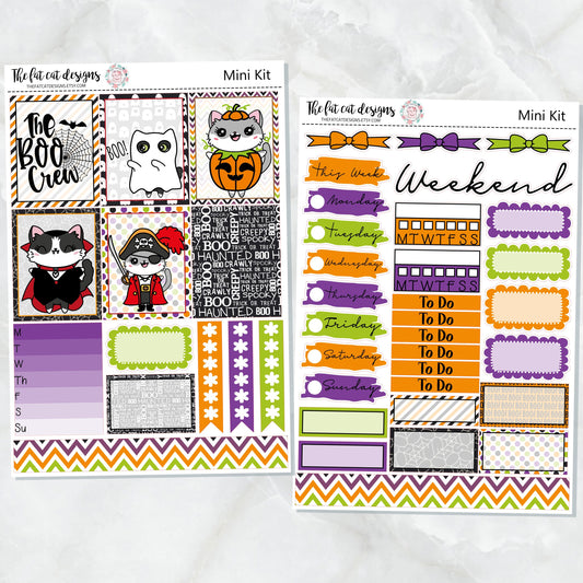 Lily and Bud Cat Halloween Mini Planner Sticker Kit for the Printpression B6 Travelers Notebooks