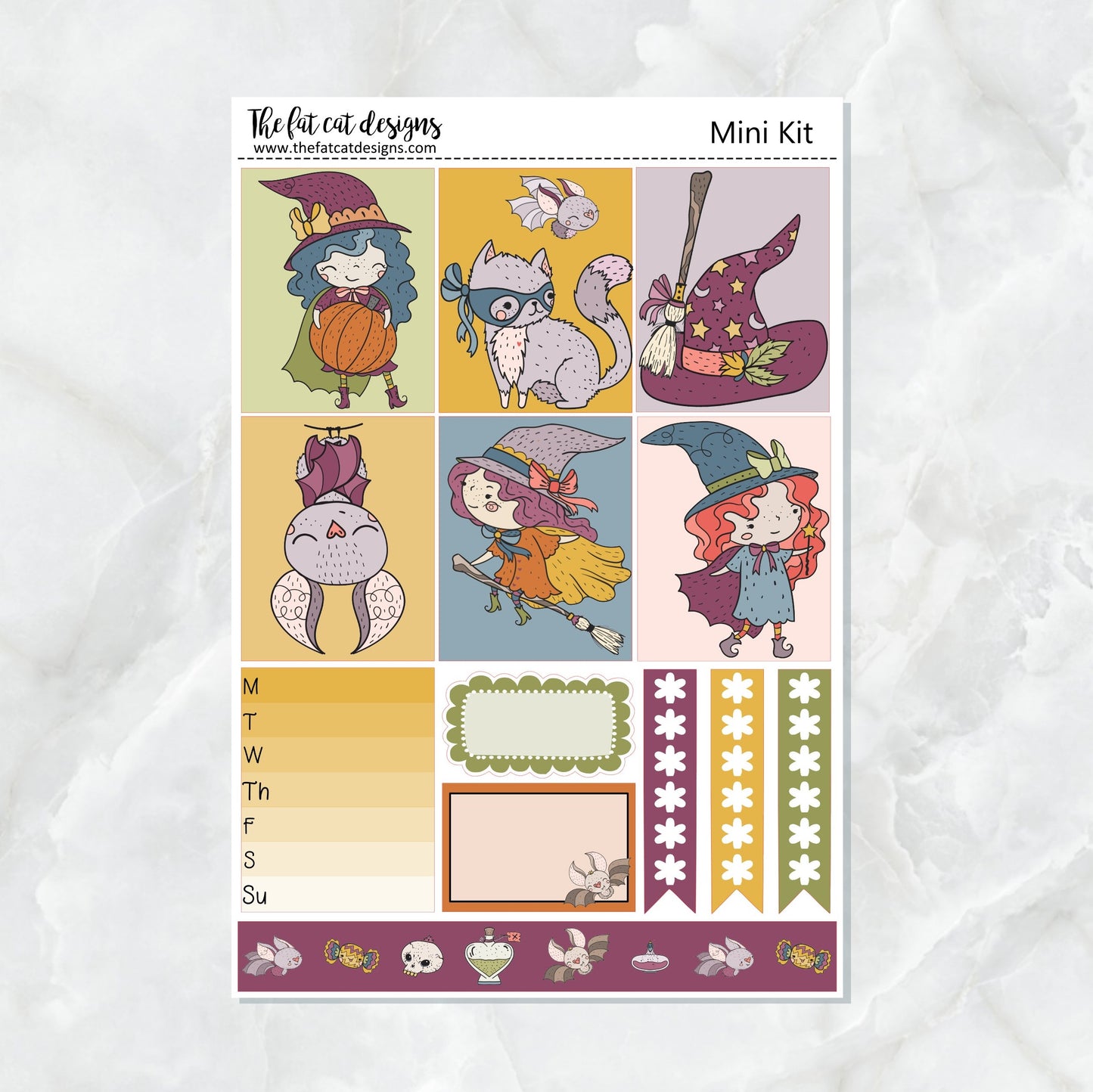 Cute Halloween Witches Planner Stickers Mini Kit Printpression B6