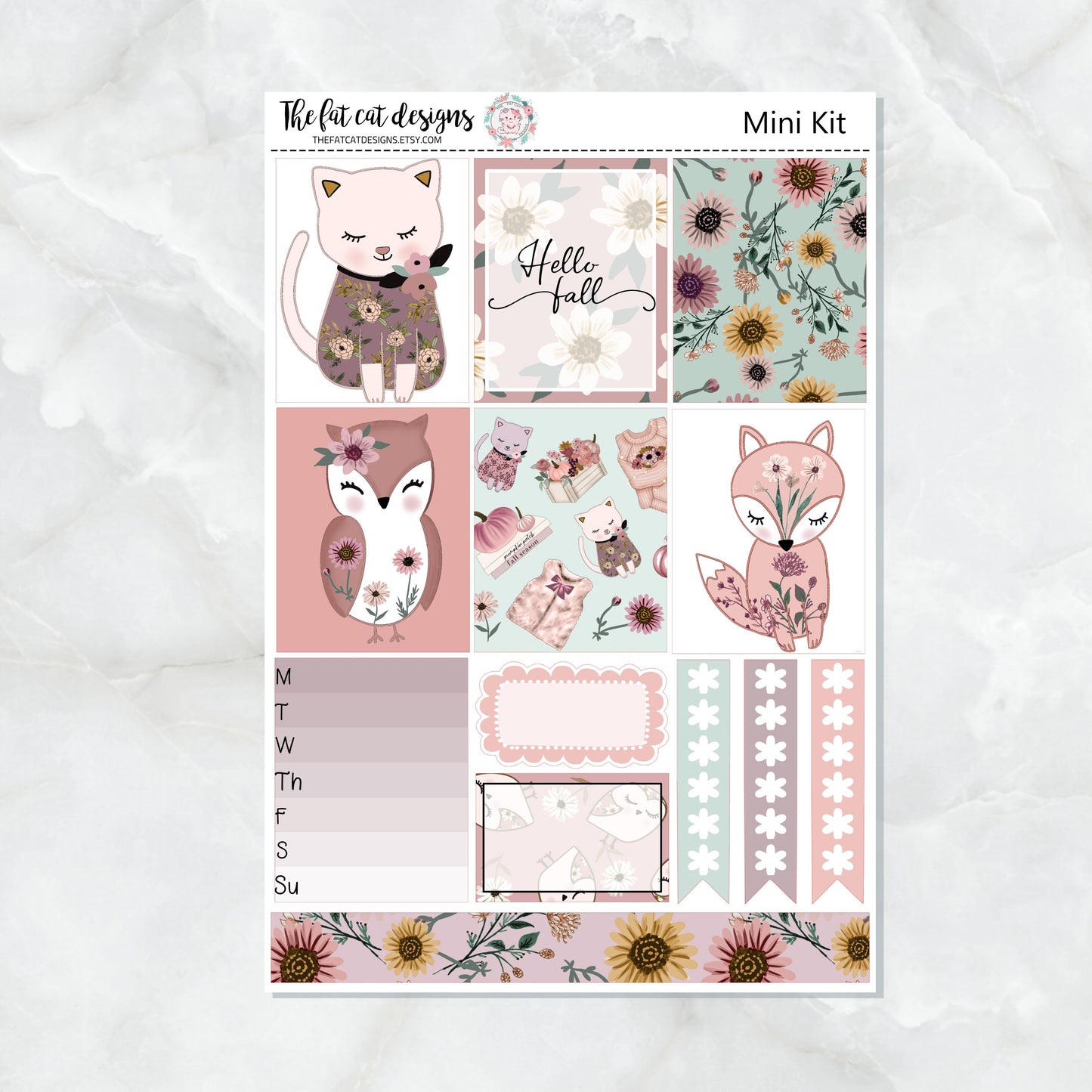Hello Fall Mini Planner Sticker Kit for the Printpression B6 Travelers Notebooks