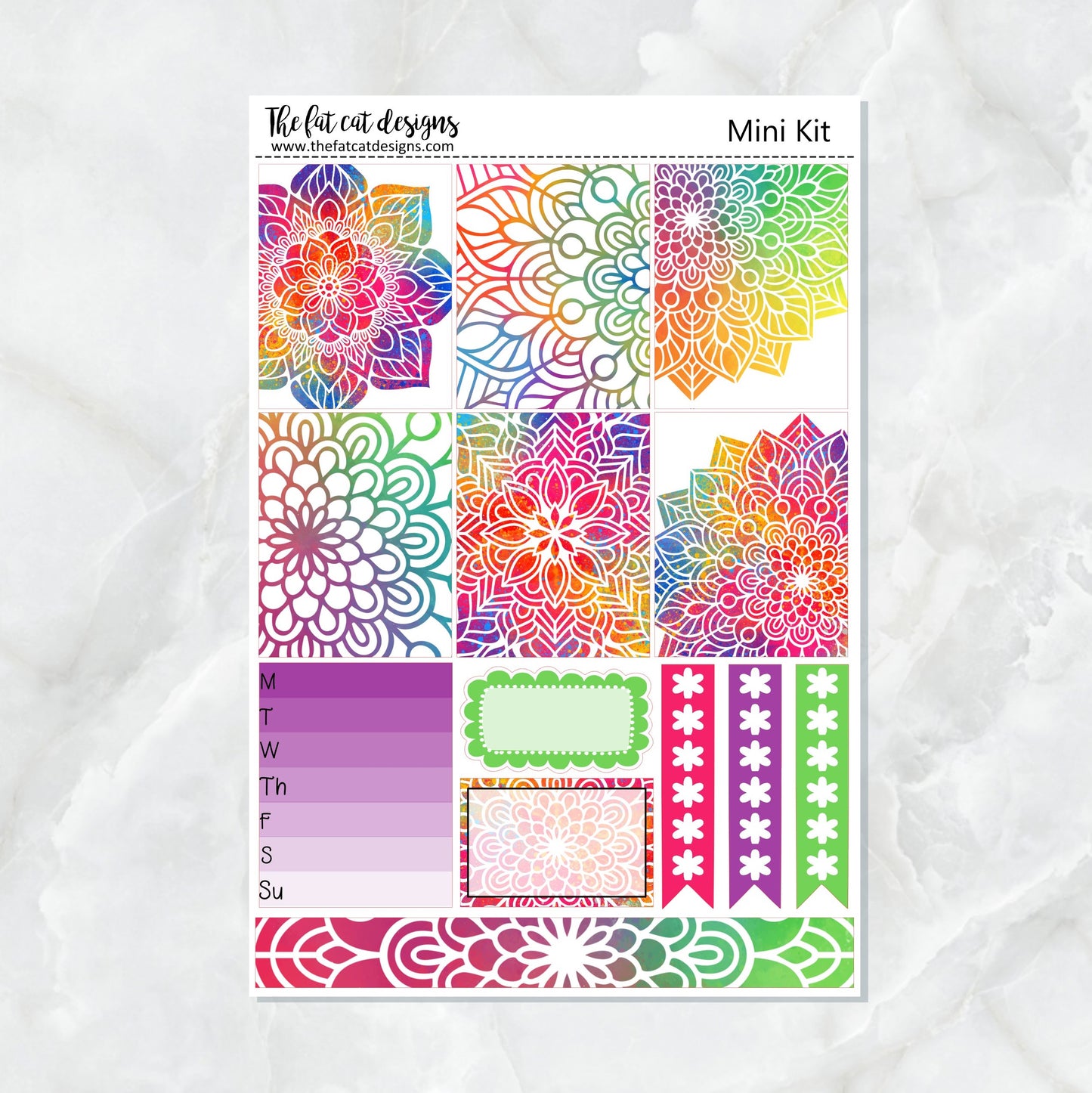 Mandala Rainbows Planner Stickers Mini Kit Printpression B6