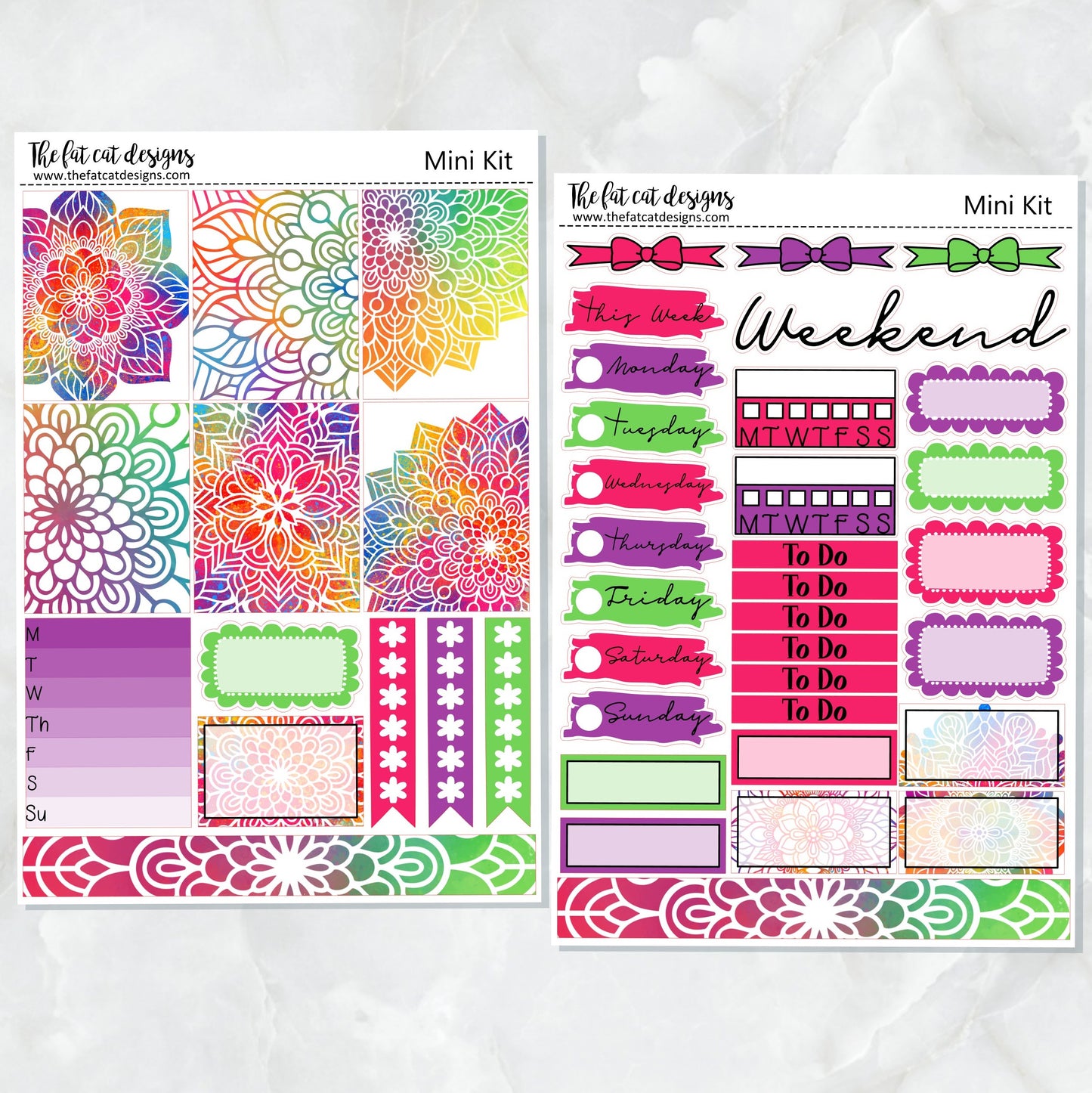 Mandala Rainbows Planner Stickers Mini Kit Printpression B6