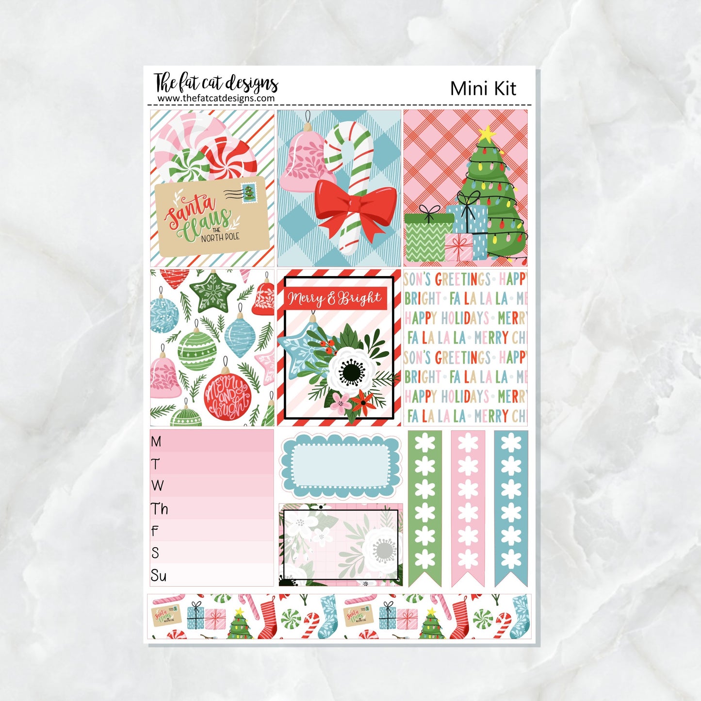Merry and Bright Christmas Planner Stickers Mini Kit Printpression B6