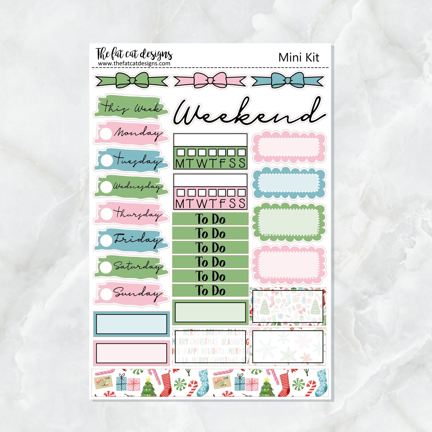 Merry and Bright Christmas Planner Stickers Mini Kit Printpression B6