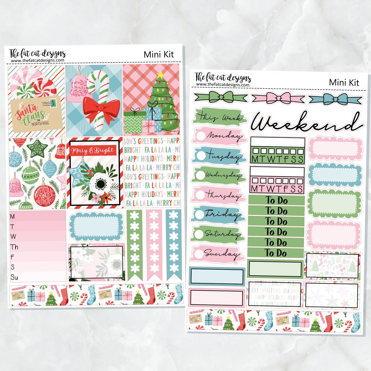 Merry and Bright Christmas Planner Stickers Mini Kit Printpression B6