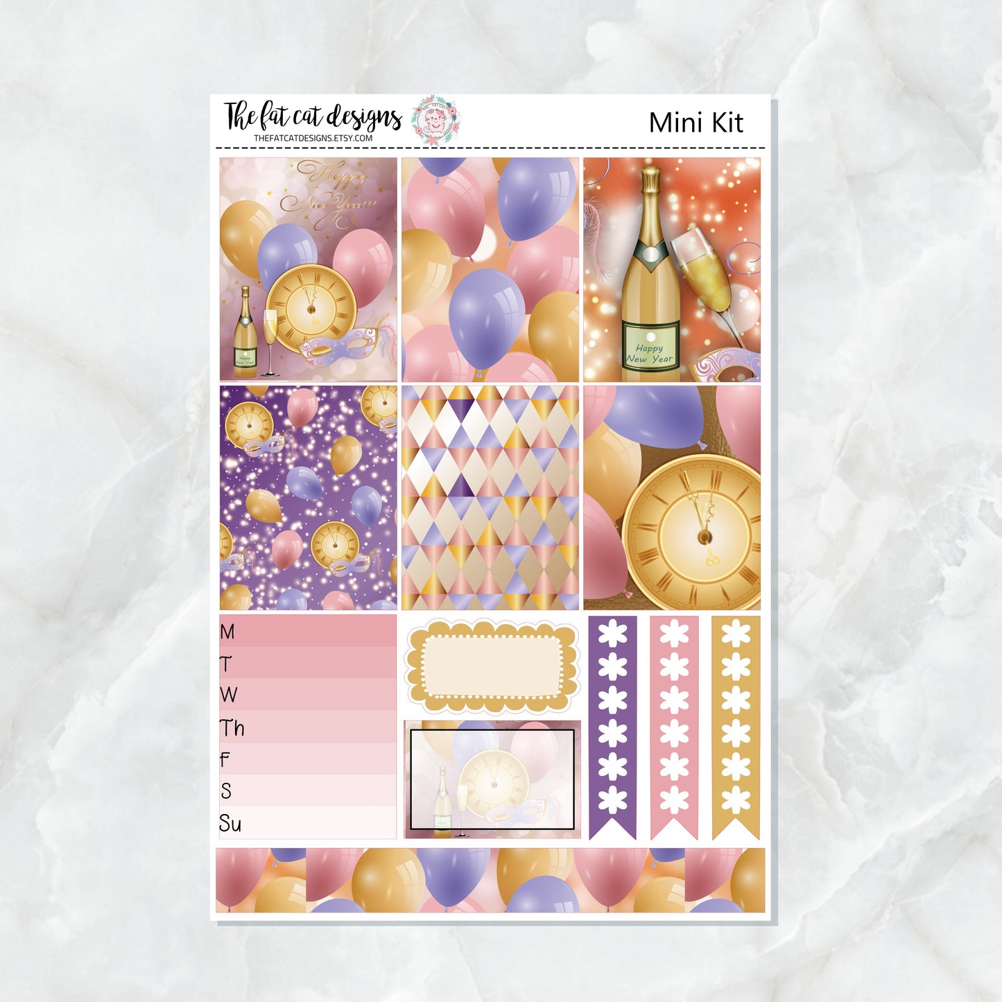 Happy New Year Mini Planner Sticker Kit for the Printpression B6