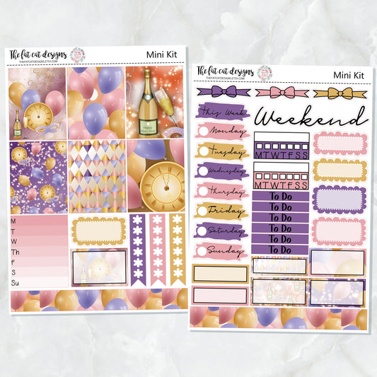 Happy New Year Mini Planner Sticker Kit for the Printpression B6