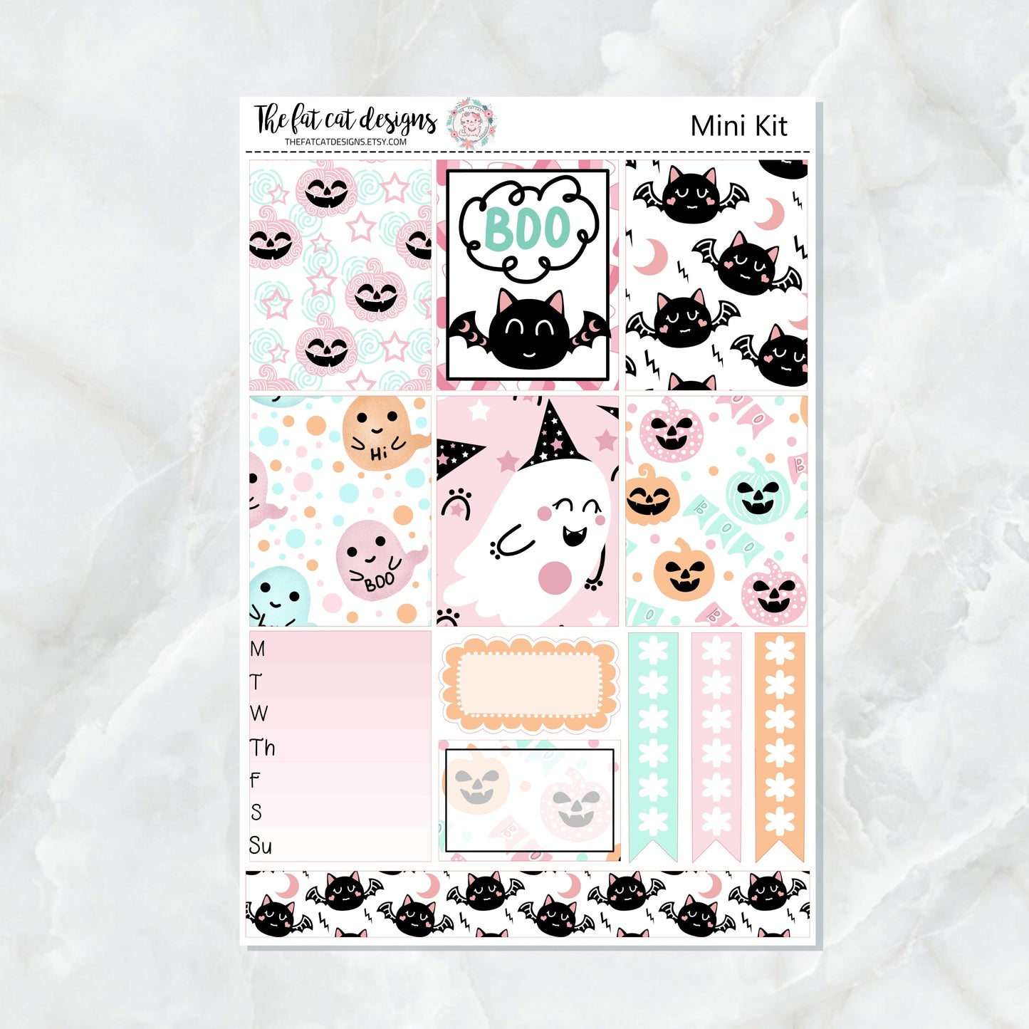 Pink Halloween Mini Planner Sticker Kit for the Printpression B6 Travelers Notebooks