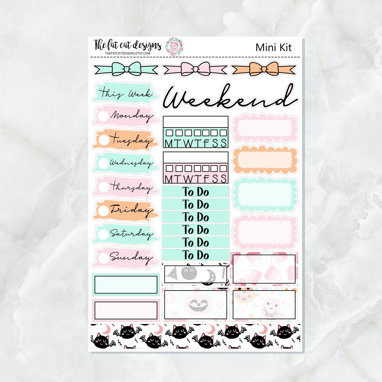 Pink Halloween Mini Planner Sticker Kit for the Printpression B6 Travelers Notebooks