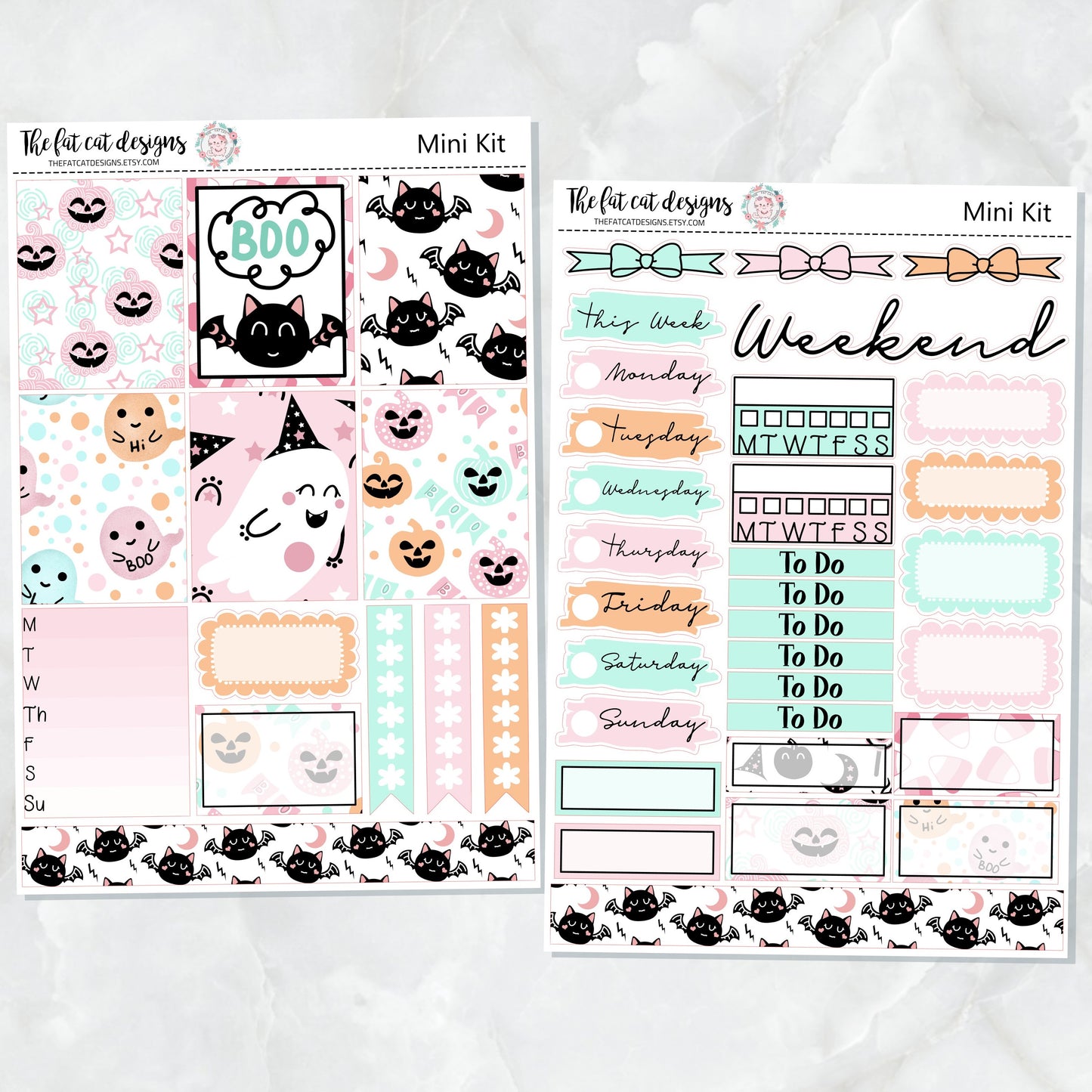 Pink Halloween Mini Planner Sticker Kit for the Printpression B6 Travelers Notebooks