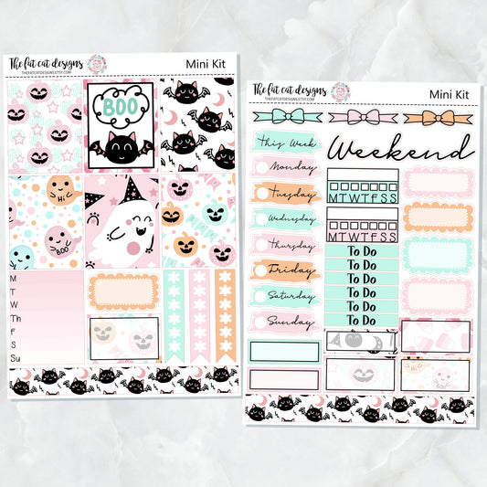 Pink Halloween Mini Planner Sticker Kit for the Printpression B6 Travelers Notebooks
