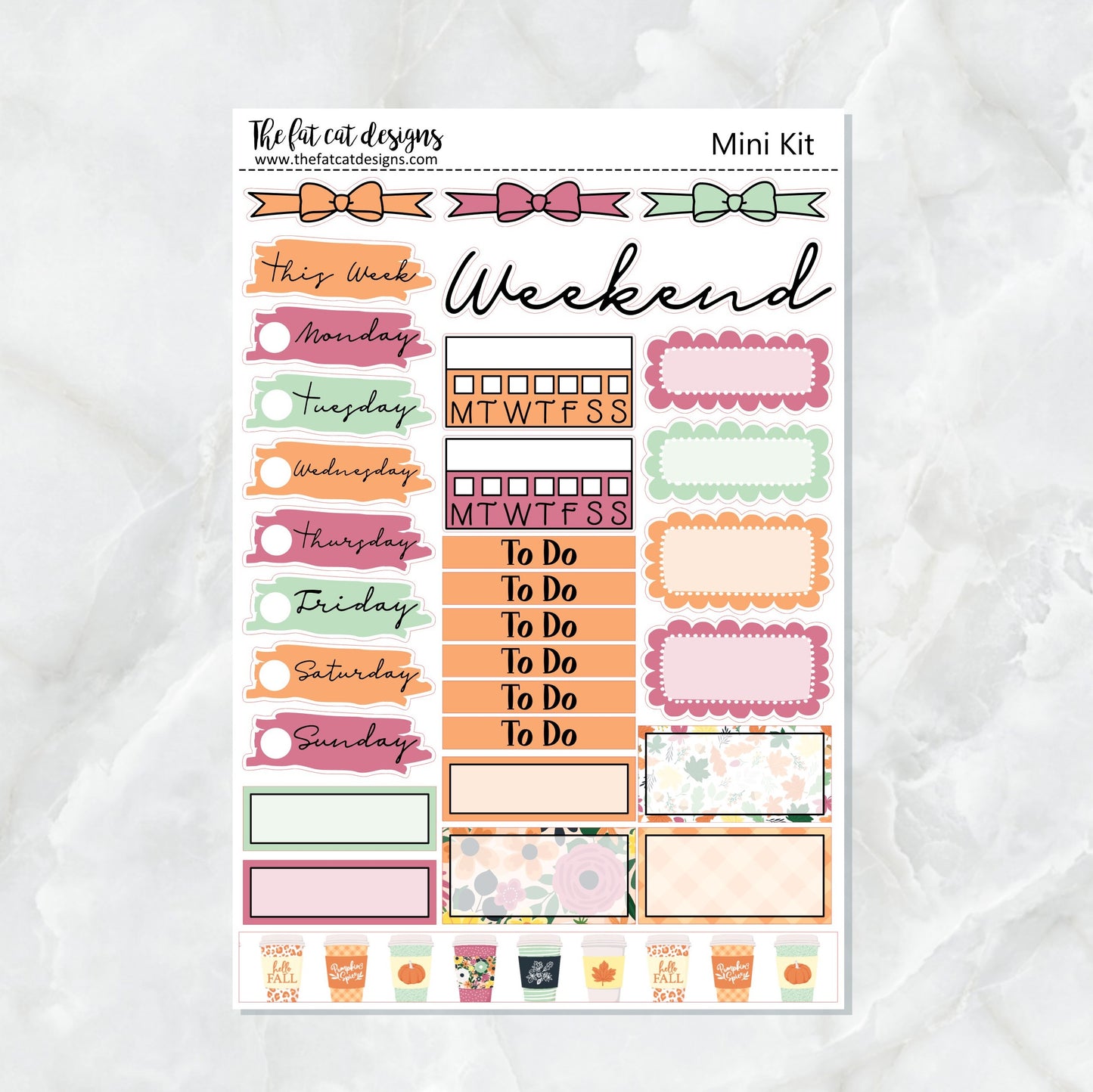 Pumpkin Spice Fall Planner Stickers Mini Kit Printpression B6