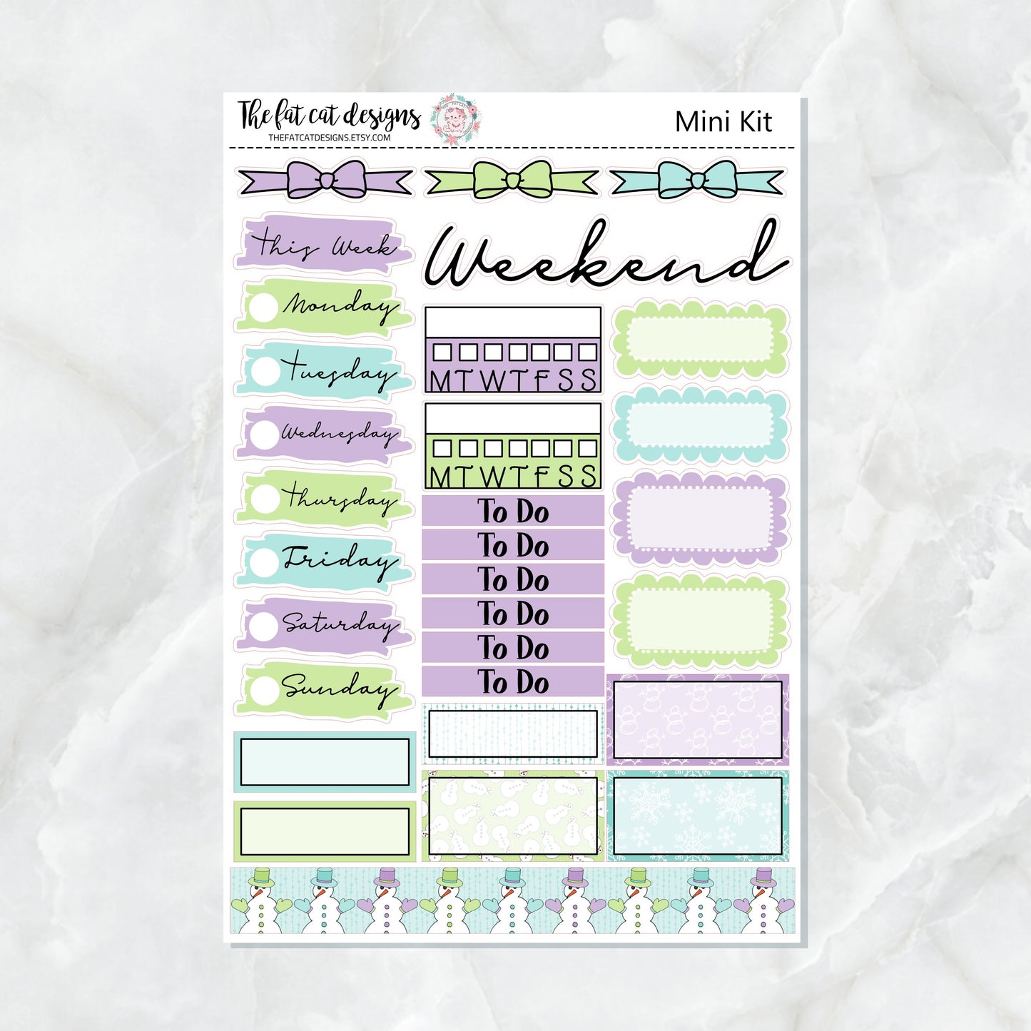 Snowman Fun Winter Mini Planner Sticker Kit for the Printpression B6