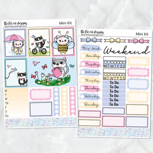 Springtime with Flora Lily and Bud Mini Planner Sticker Kit for the Printpression B6 Travelers Notebooks