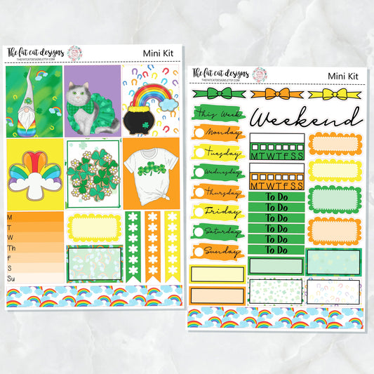 St Patrick's Day Rainbows Mini Planner Sticker Kit for the Printpression B6