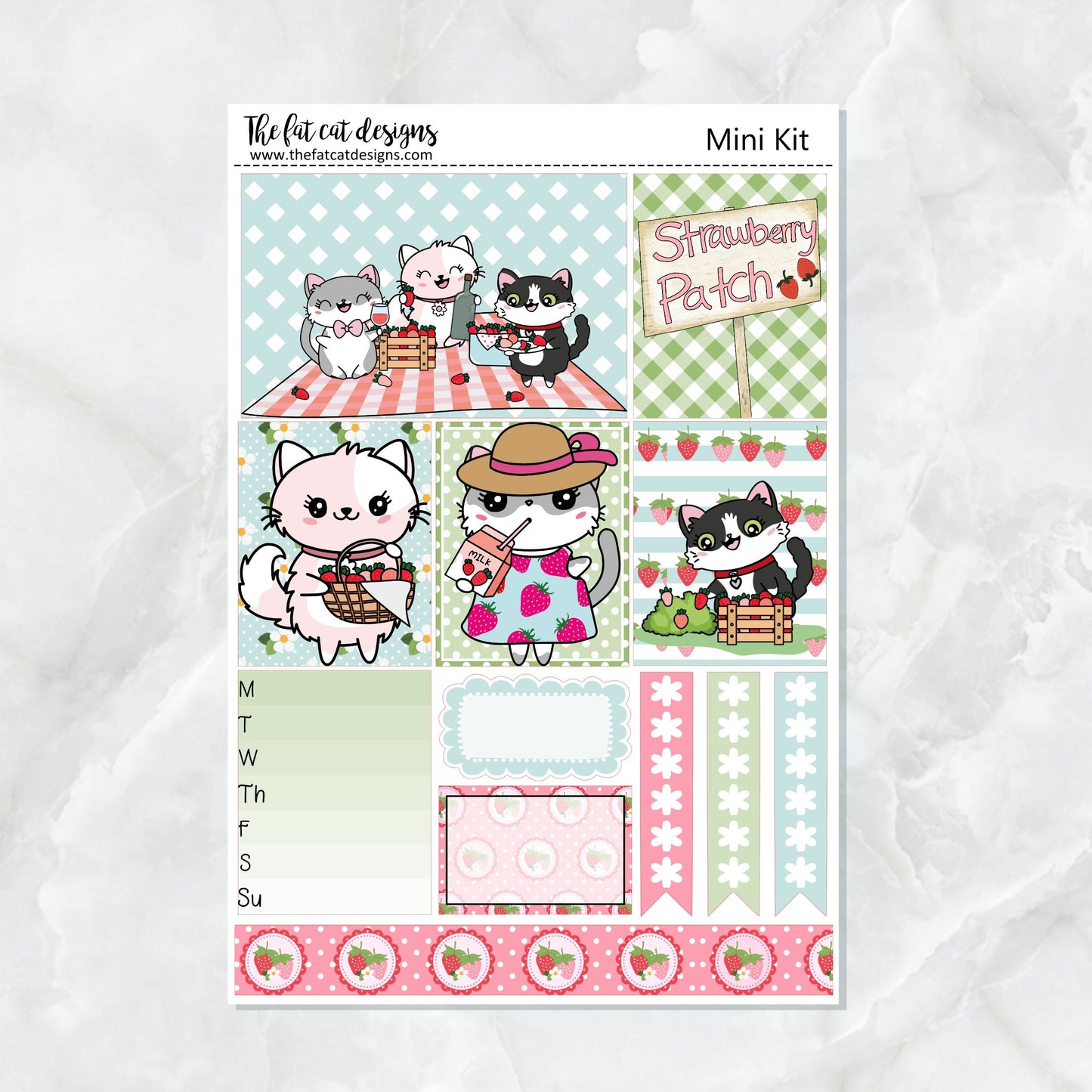 Flora Lily and Bud at the Strawberry Patch Mini Planner Sticker Kit for the Printpression B6 Erin Condren Travelers Notebooks