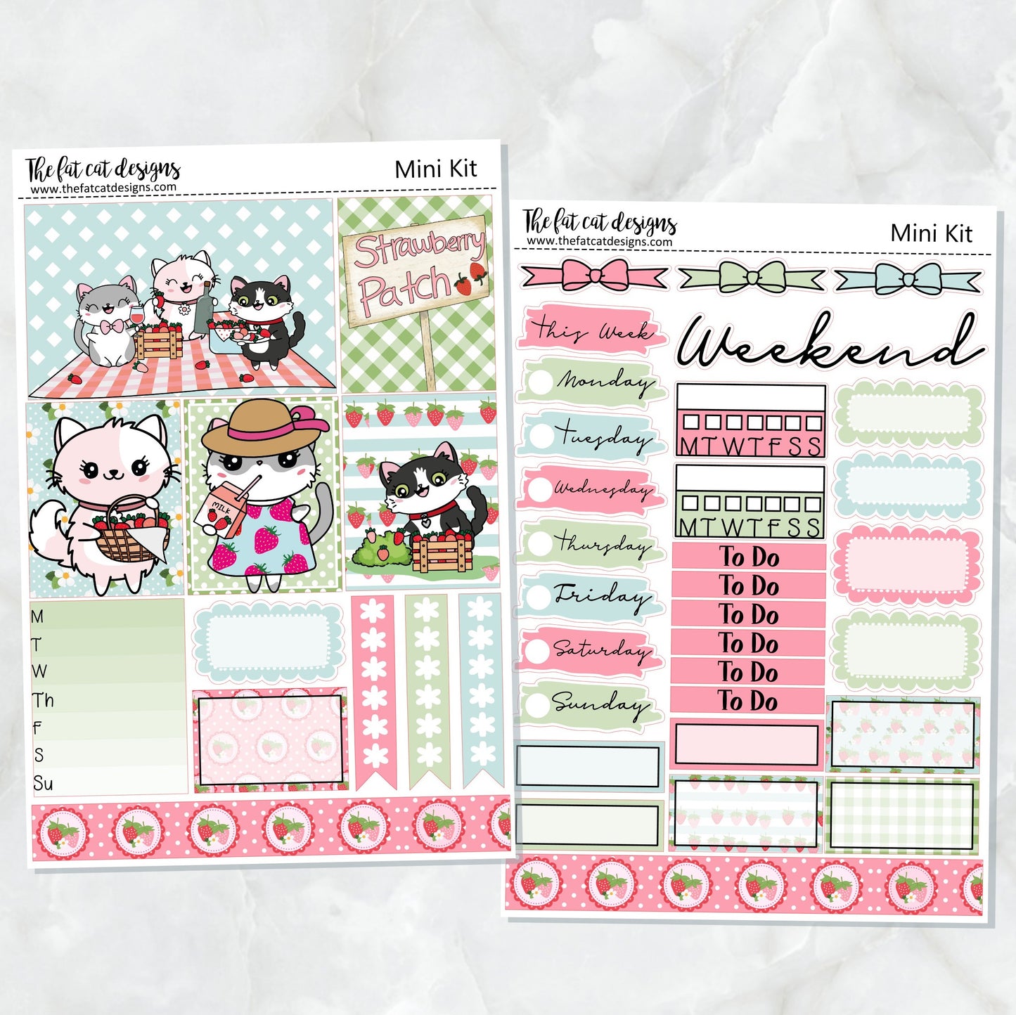 Flora Lily and Bud at the Strawberry Patch Mini Planner Sticker Kit for the Printpression B6 Erin Condren Travelers Notebooks