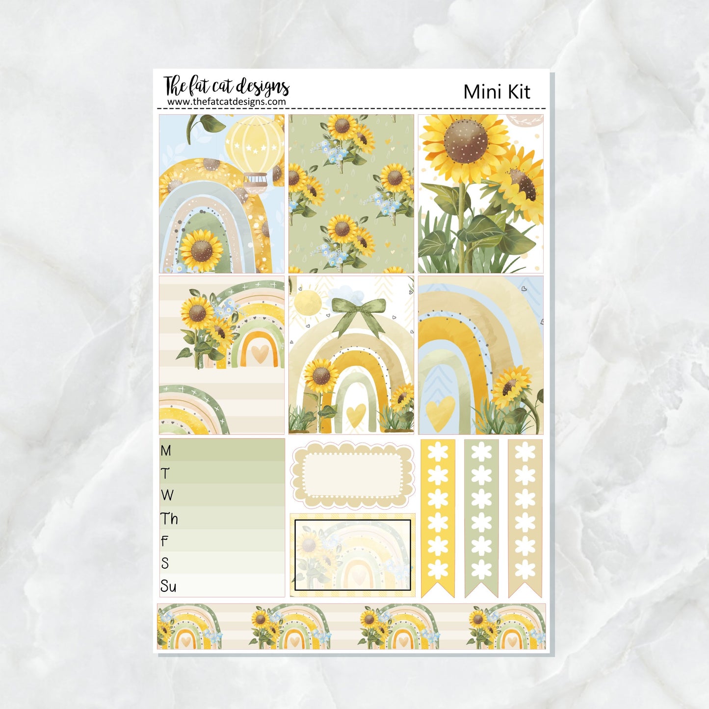 Sunflower Rainbows Planner Stickers Mini Kit Printpression B6