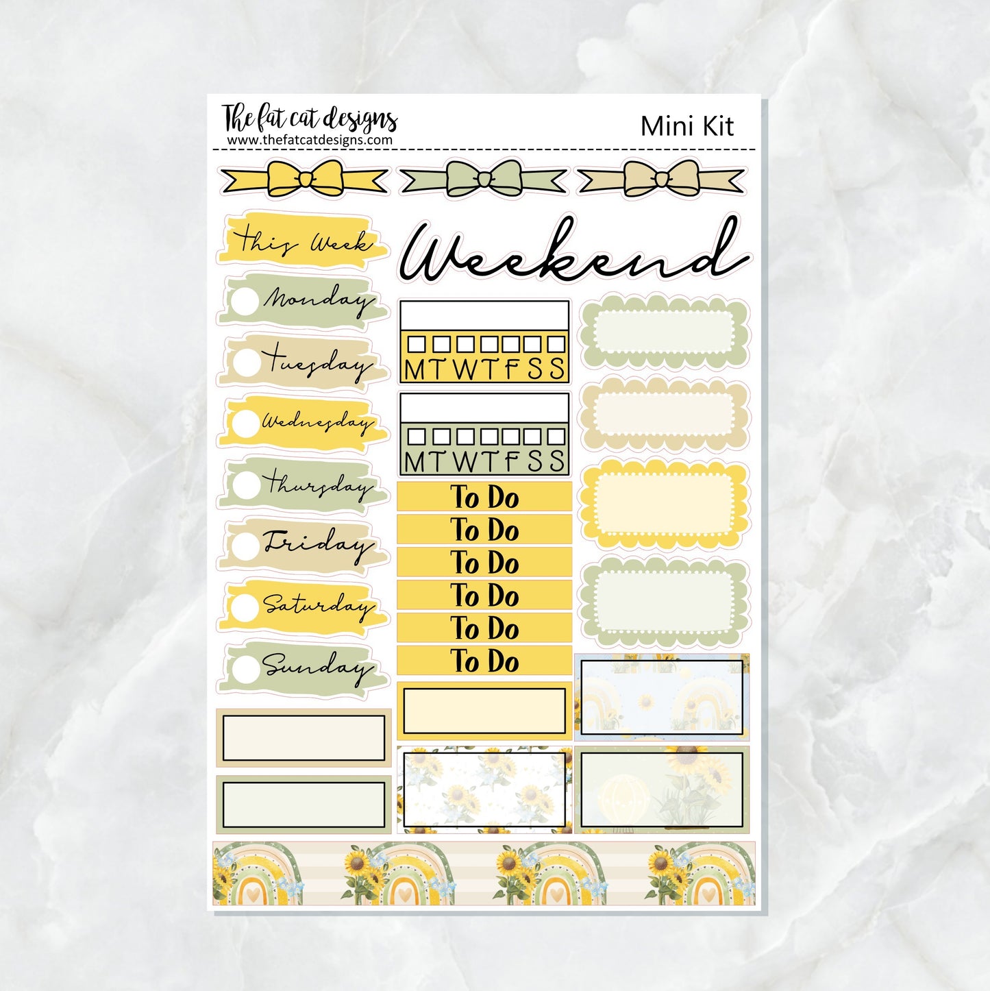 Sunflower Rainbows Planner Stickers Mini Kit Printpression B6