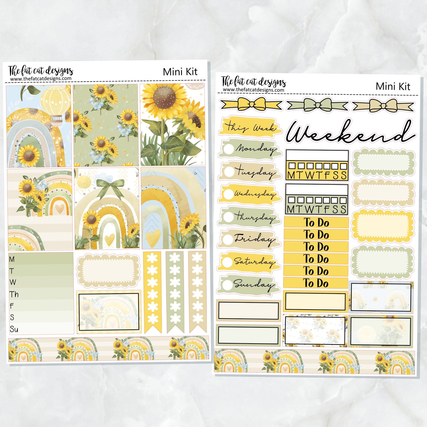 Sunflower Rainbows Planner Stickers Mini Kit Printpression B6
