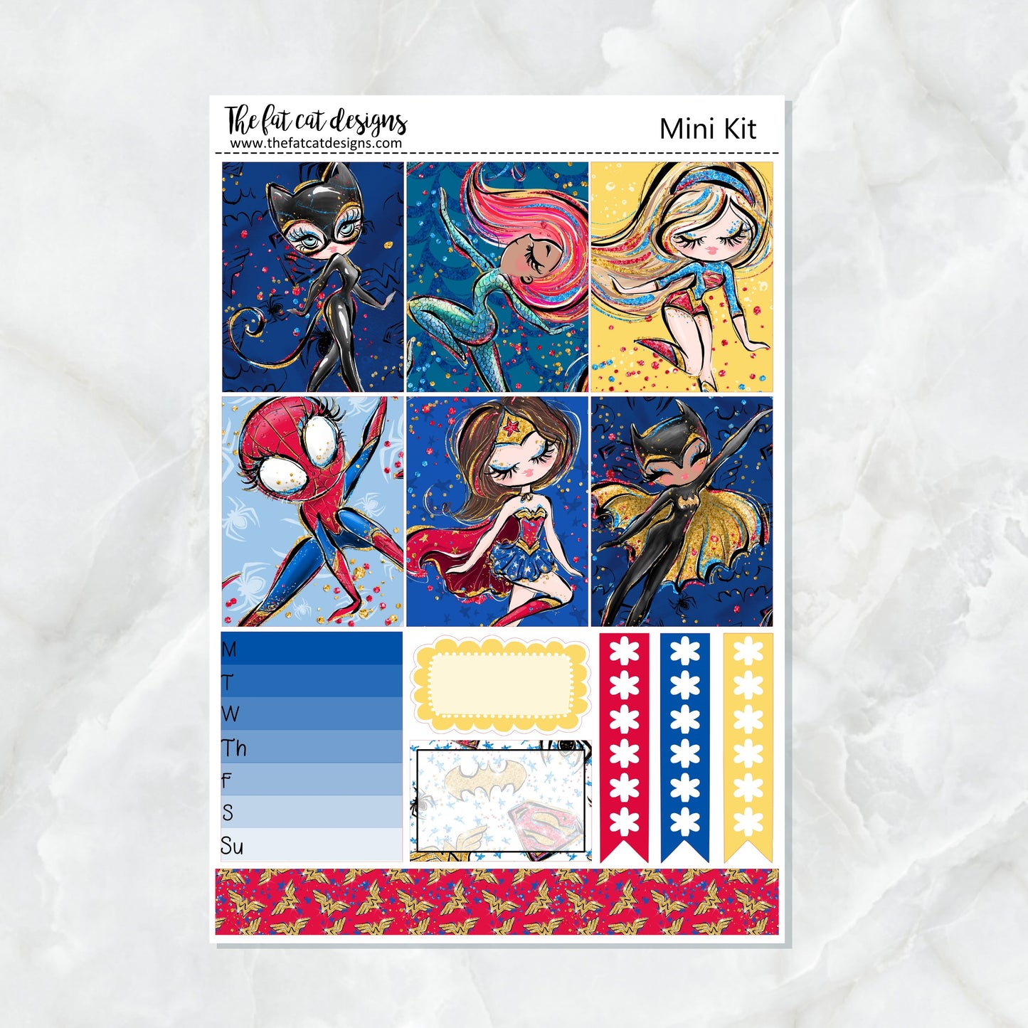 Super Women Heros Mini Planner Sticker Kit for the Printpression B6
