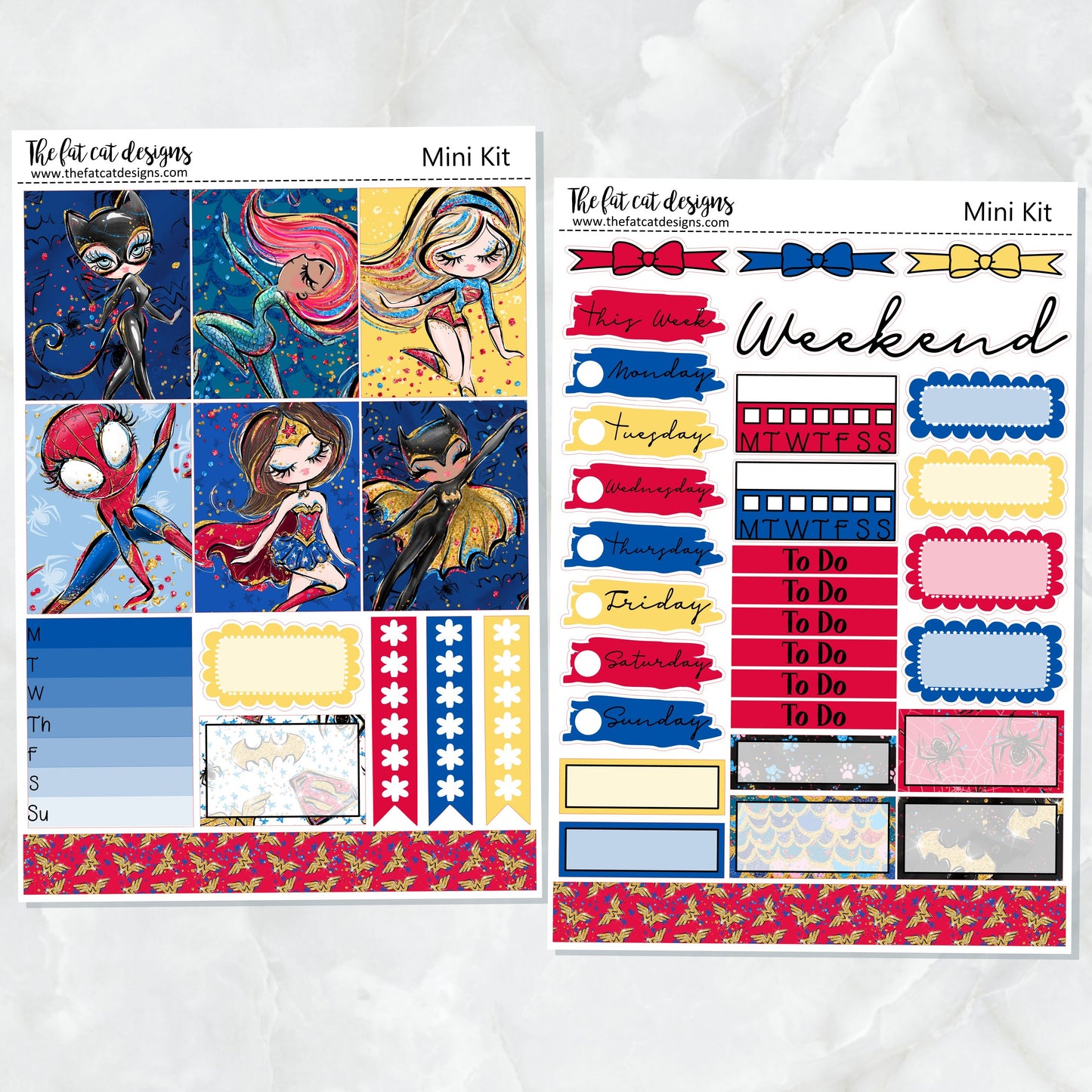 Super Women Heros Mini Planner Sticker Kit for the Printpression B6