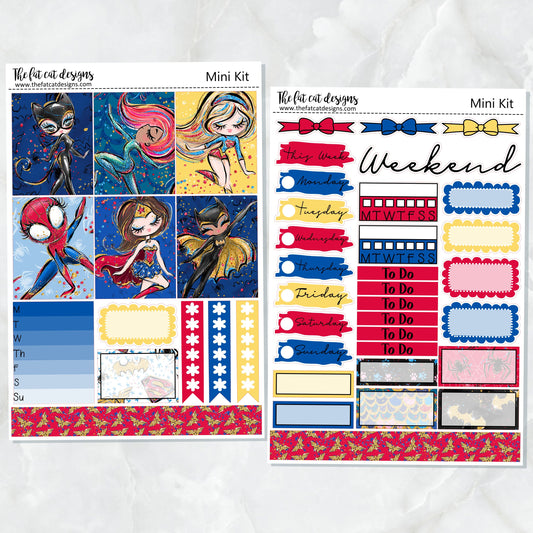 Super Women Heros Mini Planner Sticker Kit for the Printpression B6