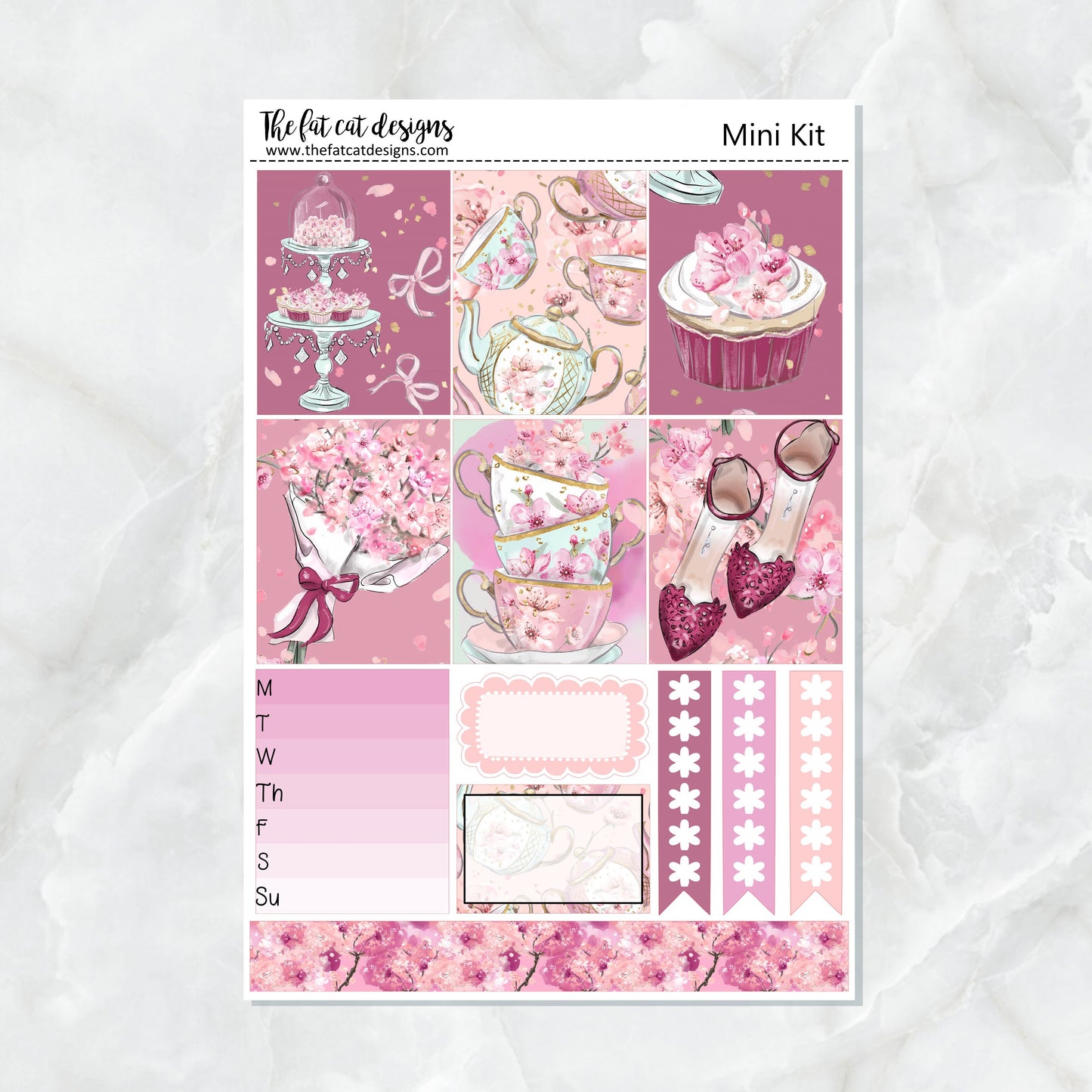 Spring Tea Party Planner Sticker Kit for the Printpression B6