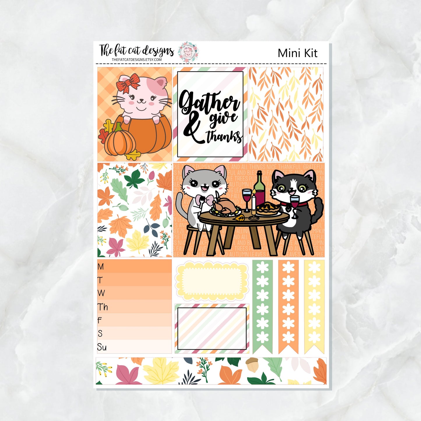 Thanksgiving Feast Flora Lily and Bud Mini Planner Sticker Kit for the Printpression B6 Travelers Notebooks