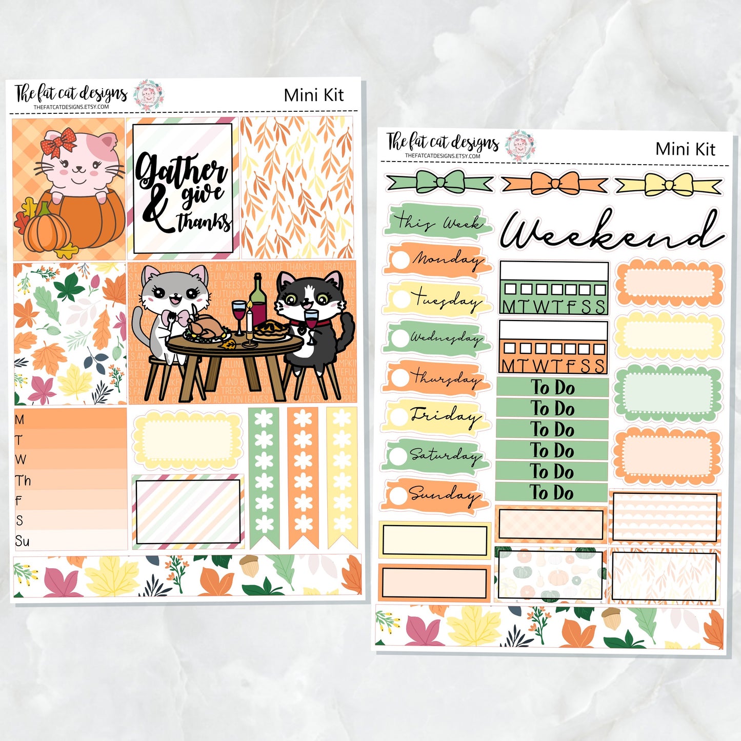 Thanksgiving Feast Flora Lily and Bud Mini Planner Sticker Kit for the Printpression B6 Travelers Notebooks